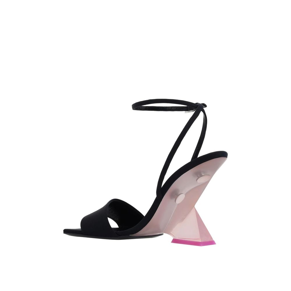 The Attico Black Leather Platform Sandals