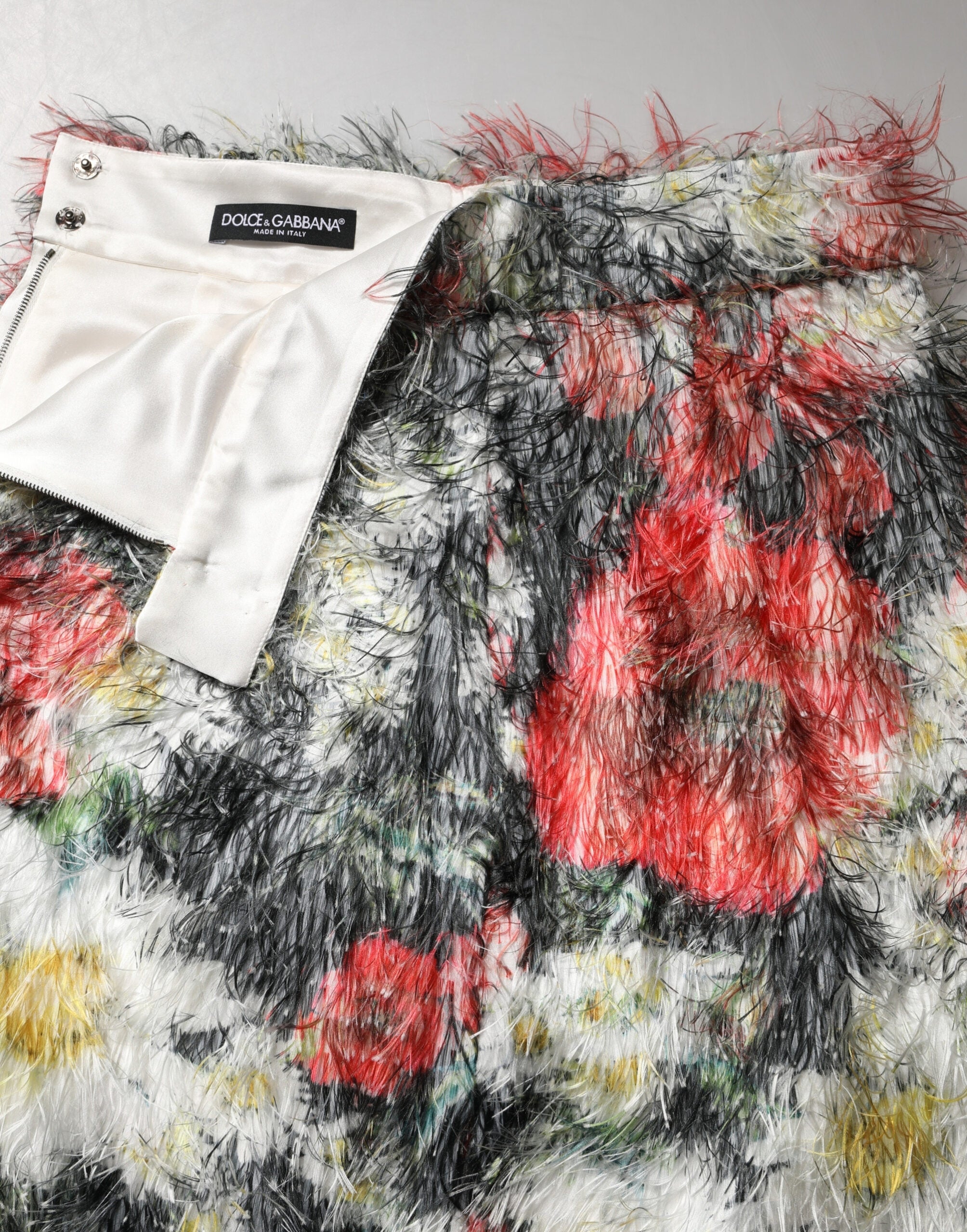 Dolce & Gabbana Multicolor Floral Textured Faux Fur Pencil Skirt - Luxe Marca