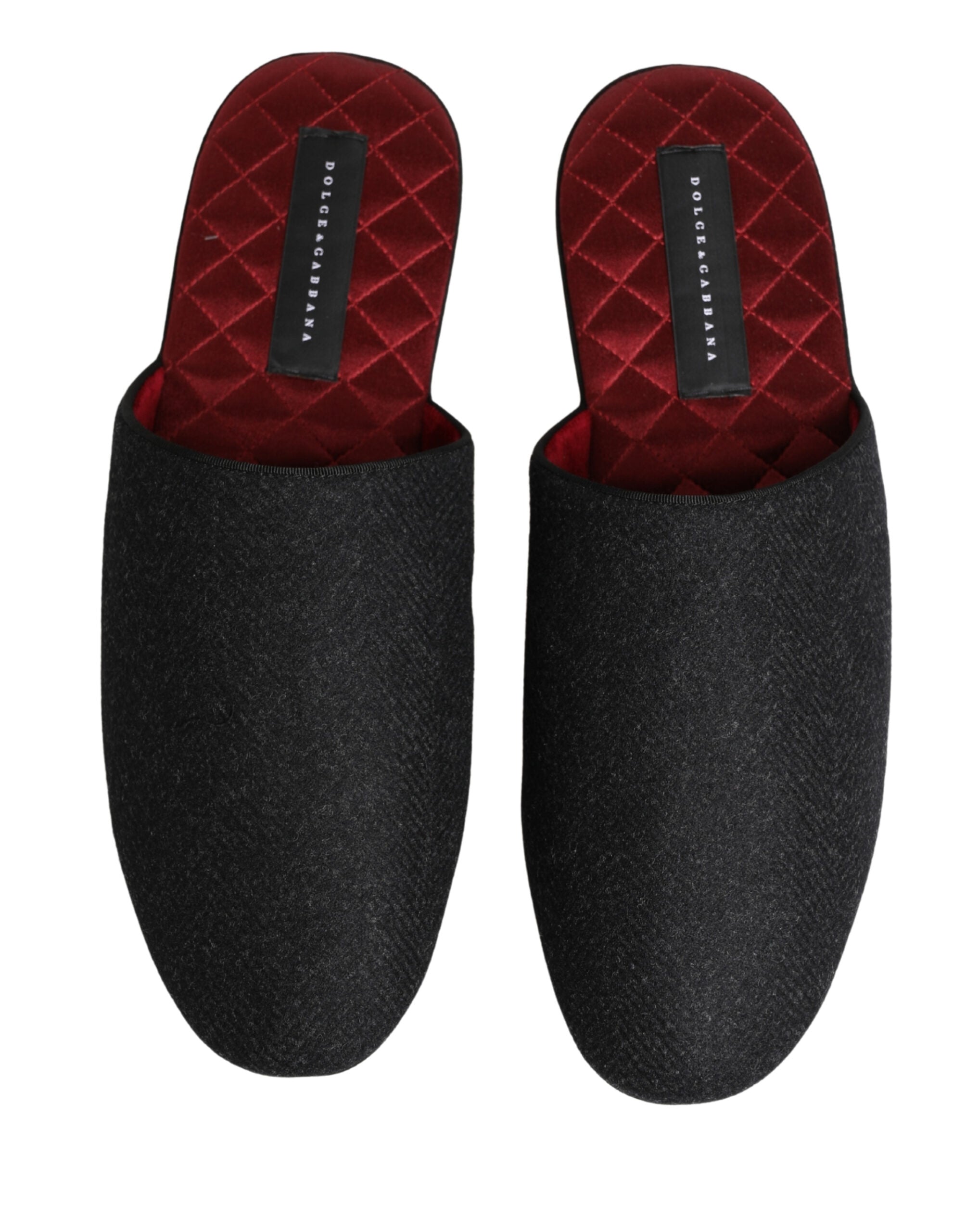Dolce & Gabbana Anthracite Wool Cashmere Quilted Slippers Shoes - Luxe Marca