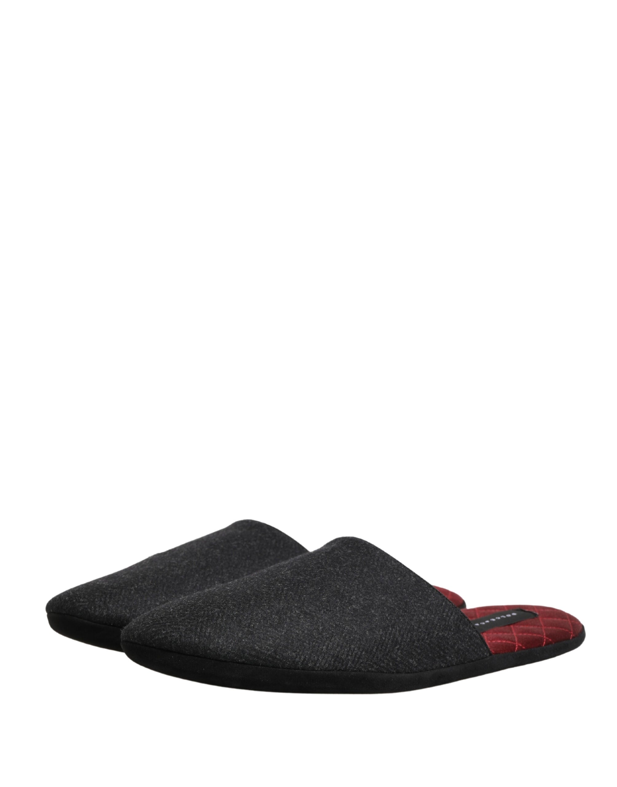 Dolce & Gabbana Anthracite Wool Cashmere Quilted Slippers Shoes - Luxe Marca