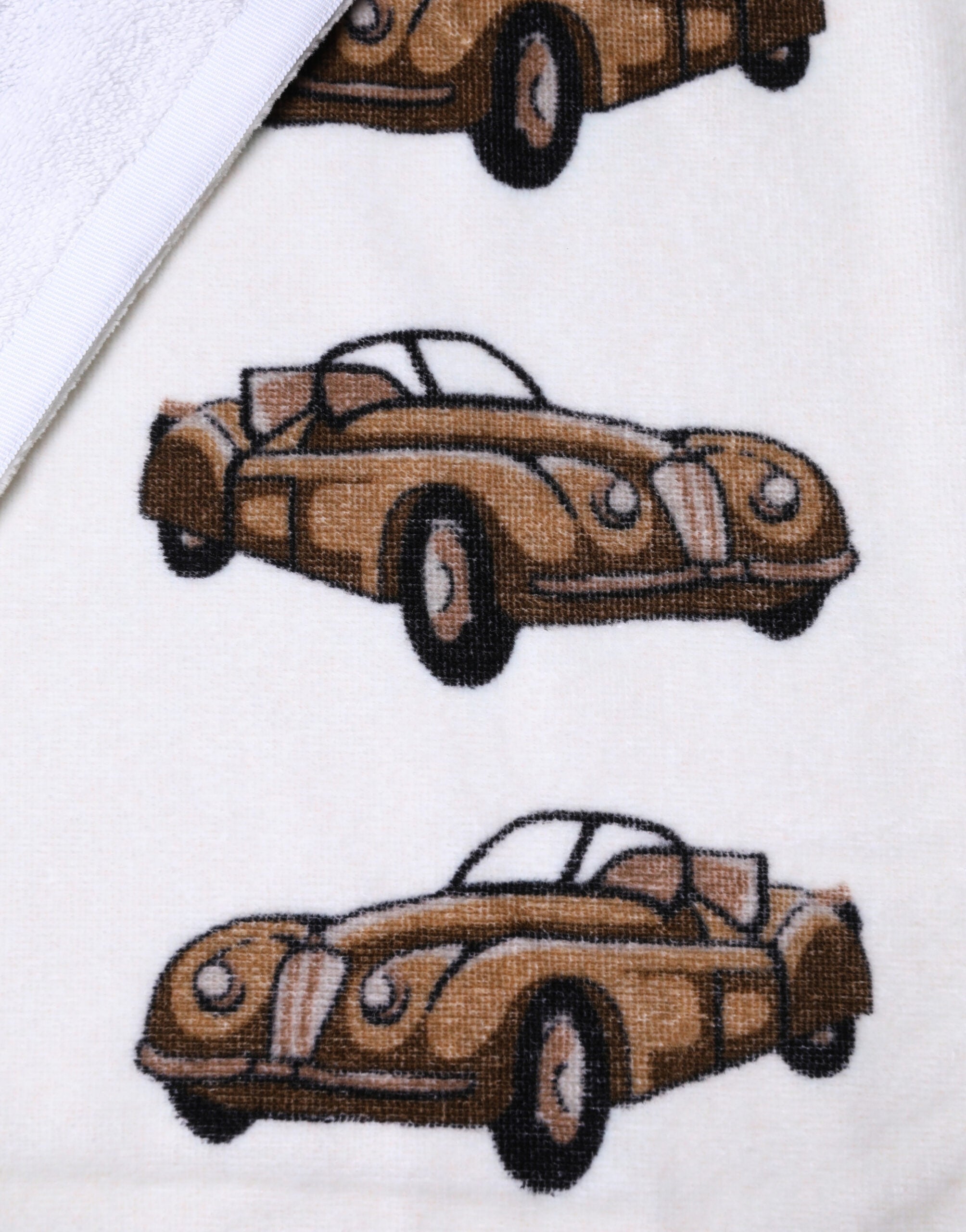 Dolce & Gabbana Towel White Cotton Car Graphic Print 115cm x 180cm Beach - Luxe Marca