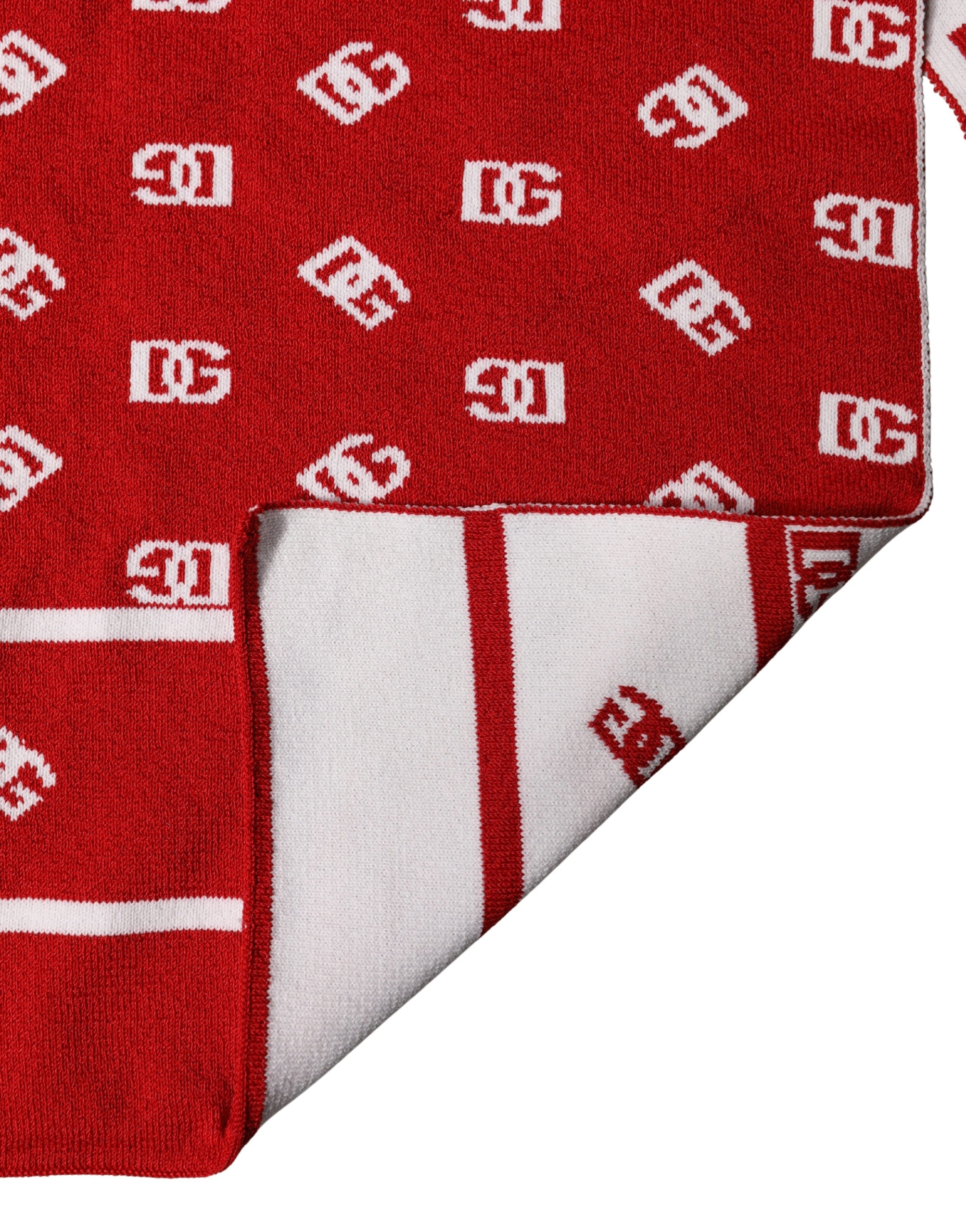 Dolce & Gabbana Red White Logo Print Foulard 201cm x 40.5cm  Men Scarf - Luxe Marca