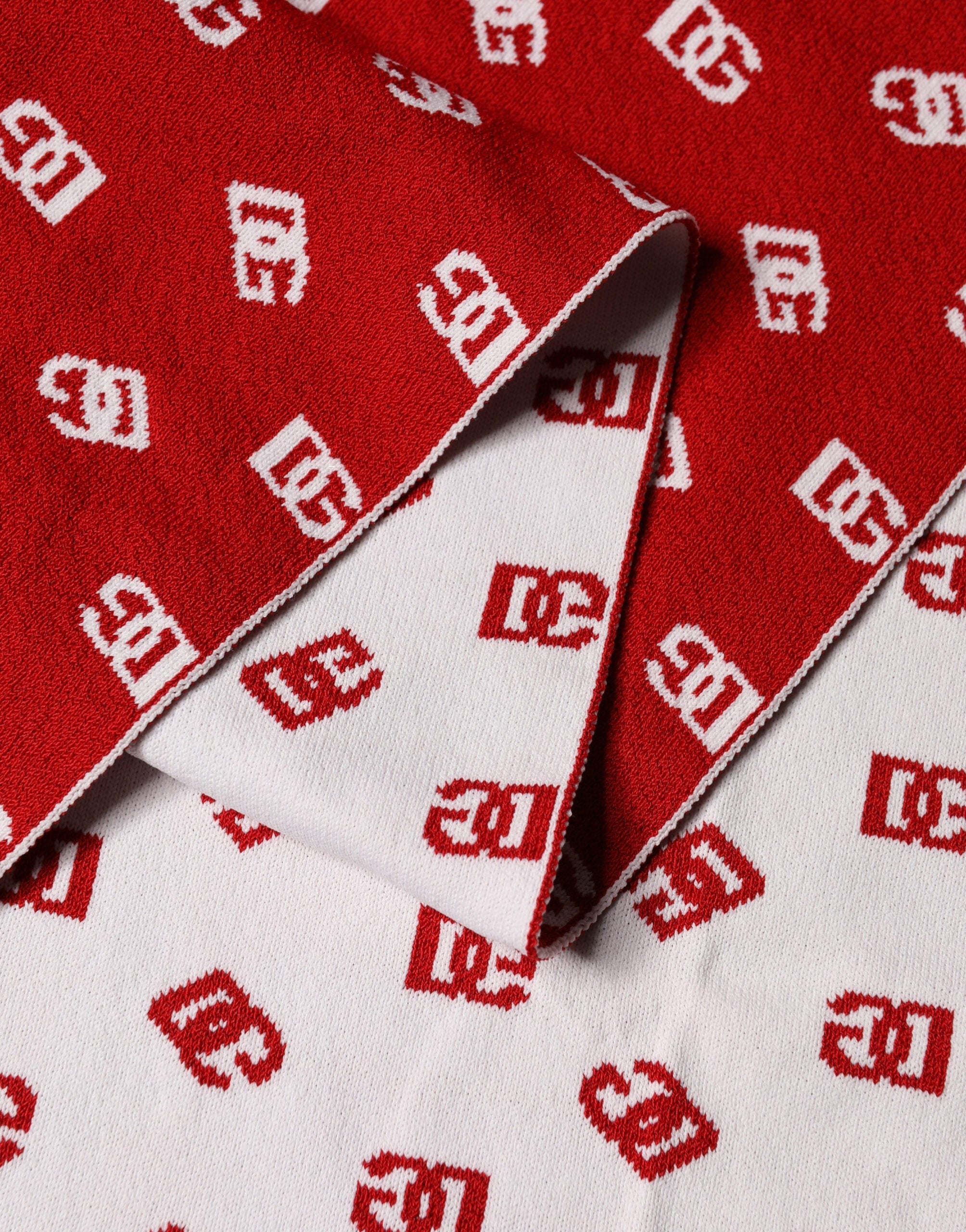 Dolce & Gabbana Red White Logo Print Foulard 201cm x 40.5cm  Men Scarf - Luxe Marca