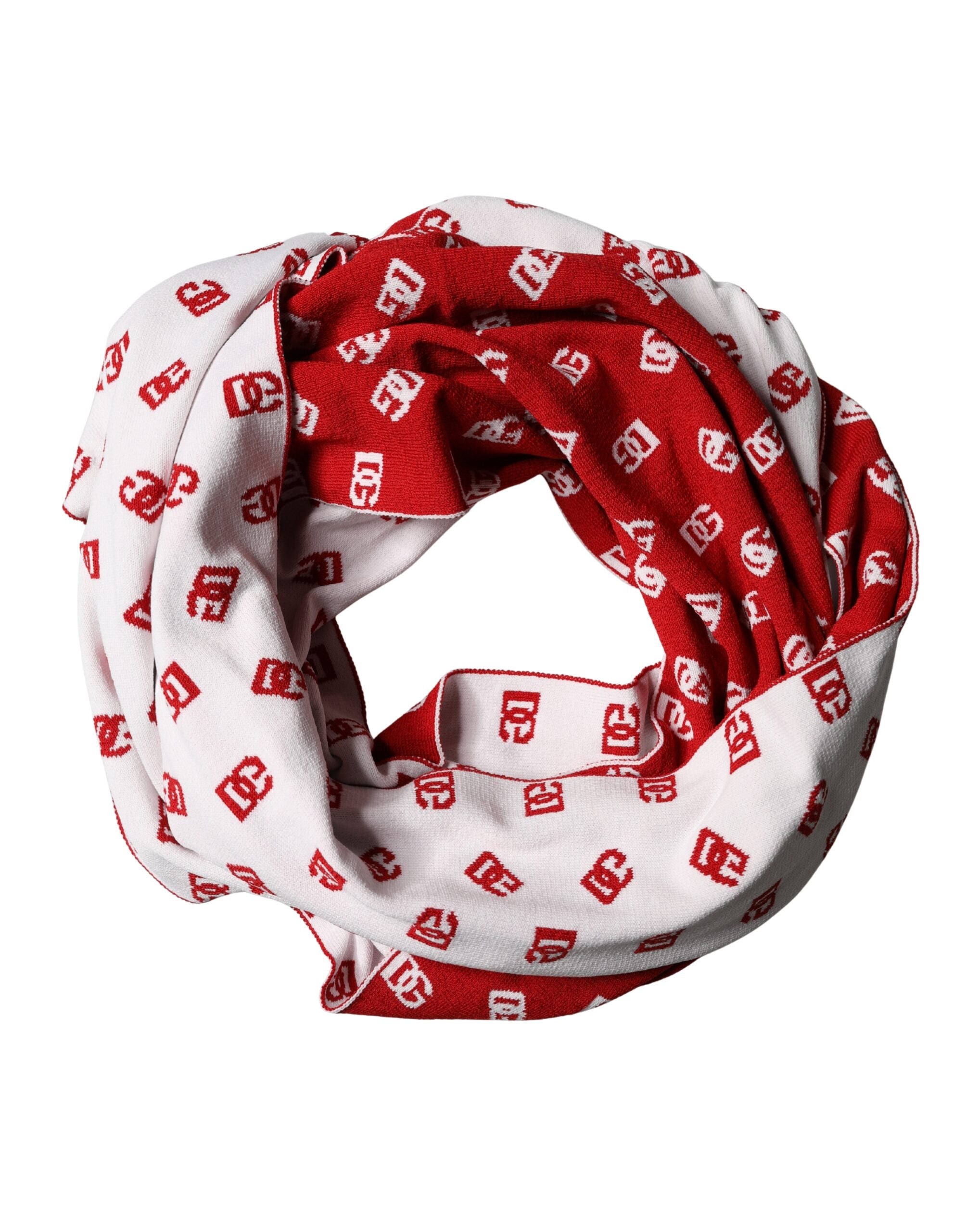 Dolce & Gabbana Red White Logo Print Foulard 201cm x 40.5cm  Men Scarf - Luxe Marca