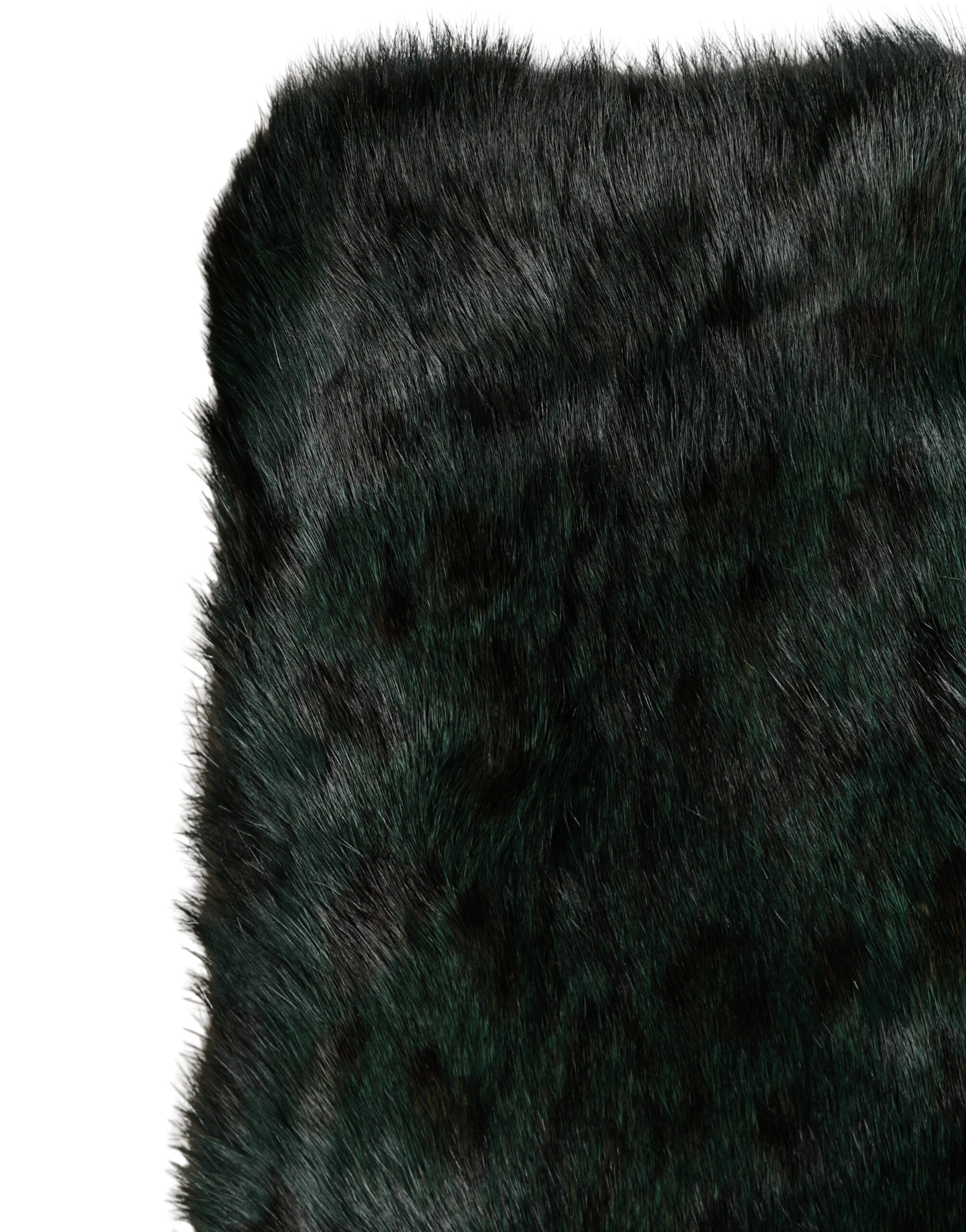 Dolce & Gabbana Black Green Stripe Fur Shawl Neck Wrap 180cm x49cm  Scarf - Luxe Marca
