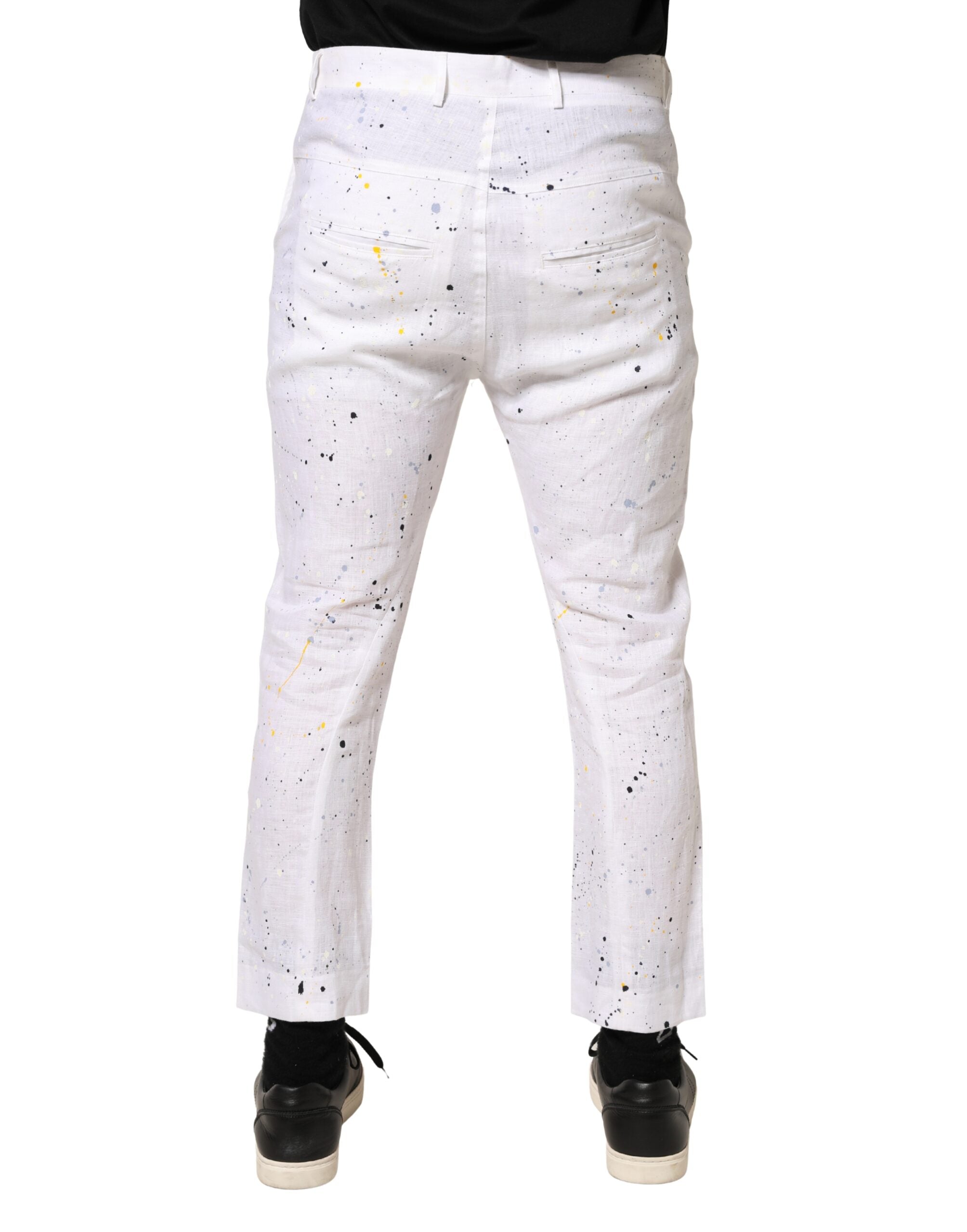 Daniele Alessandrini White Paint Print SkinnyFit Trouser Pants