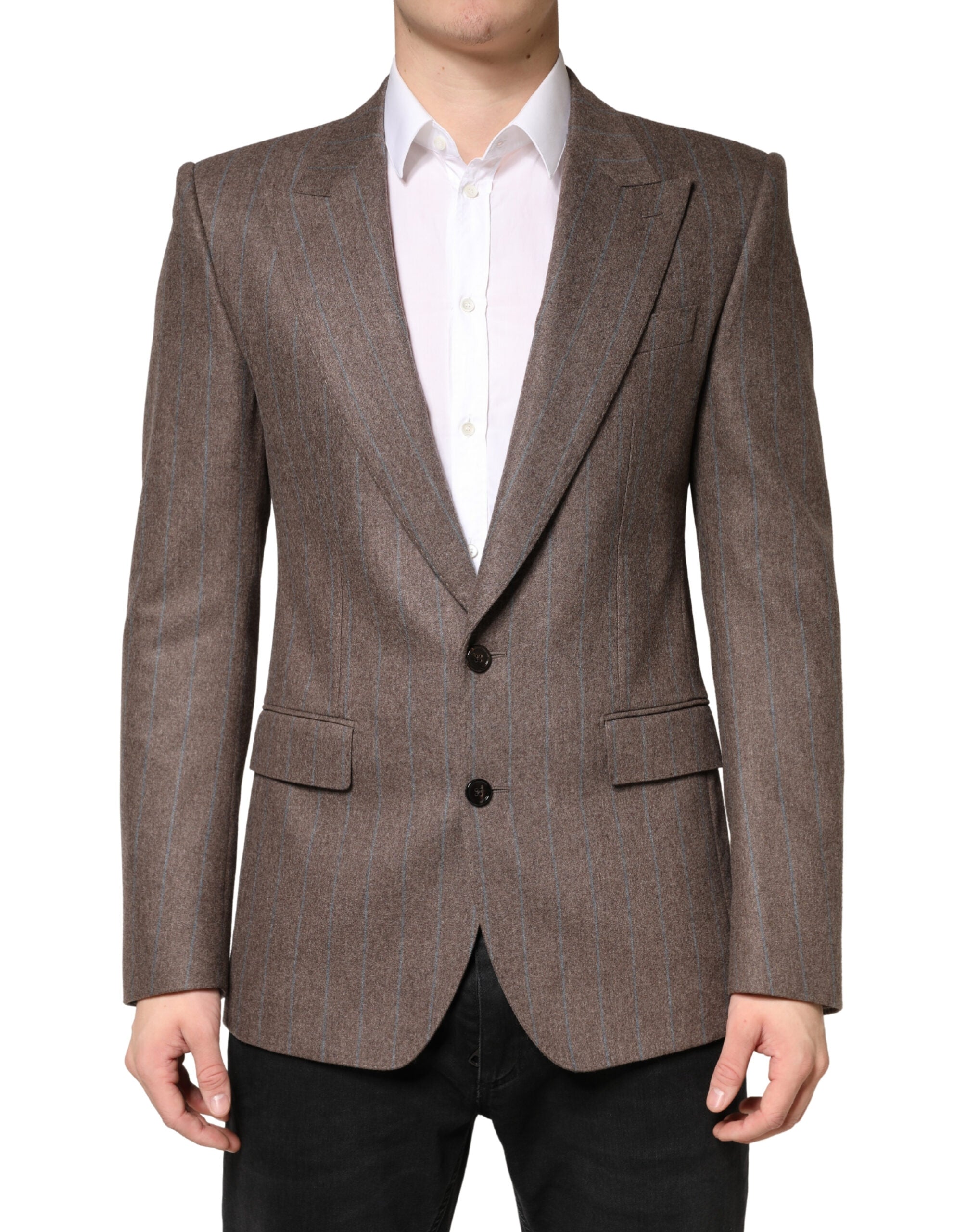 Dolce & Gabbana Brown Stripes Single Breasted Blazer - Luxe Marca
