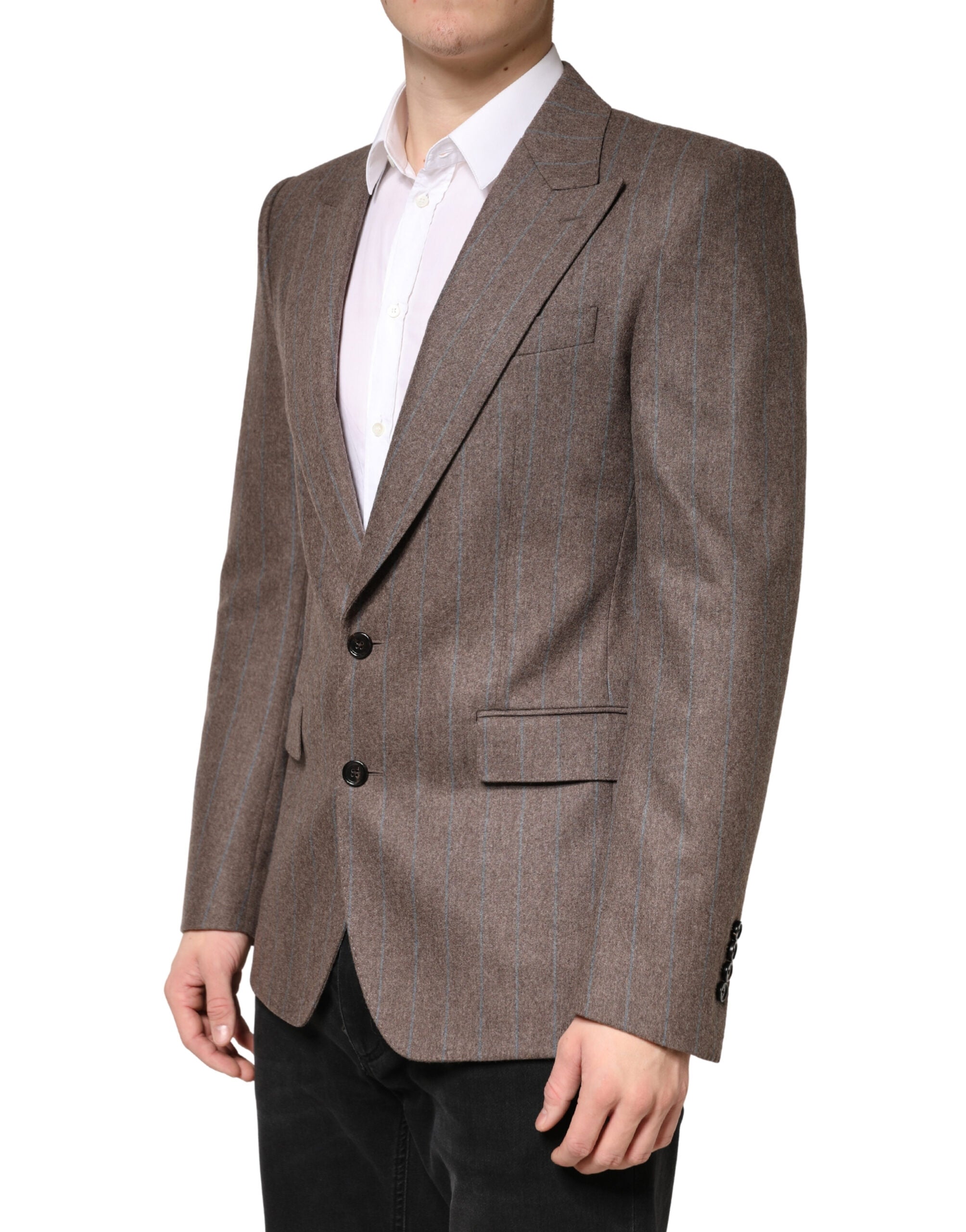 Dolce & Gabbana Brown Stripes Single Breasted Blazer - Luxe Marca