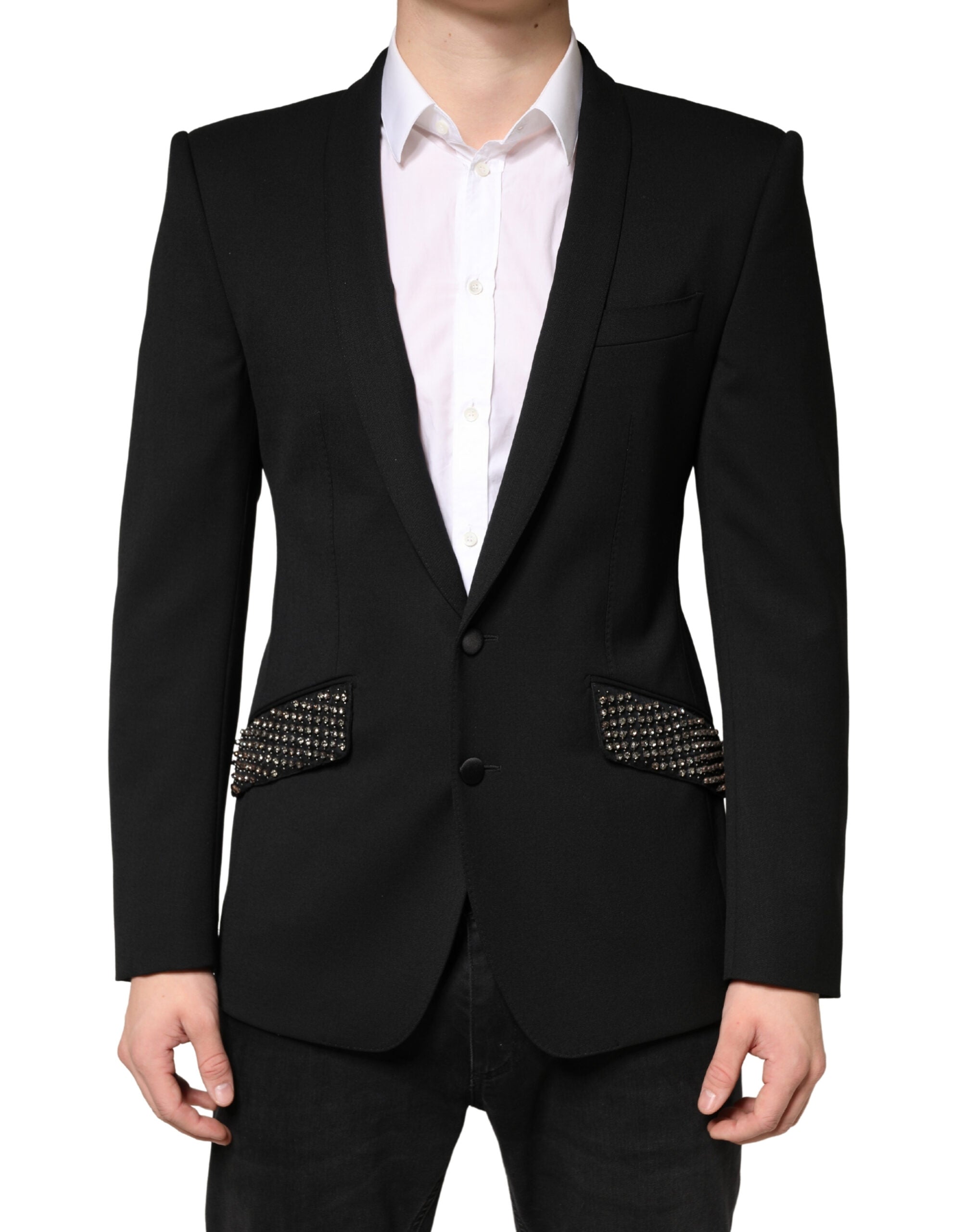 Dolce & Gabbana Black Embellished Single Breasted Blazer - Luxe Marca