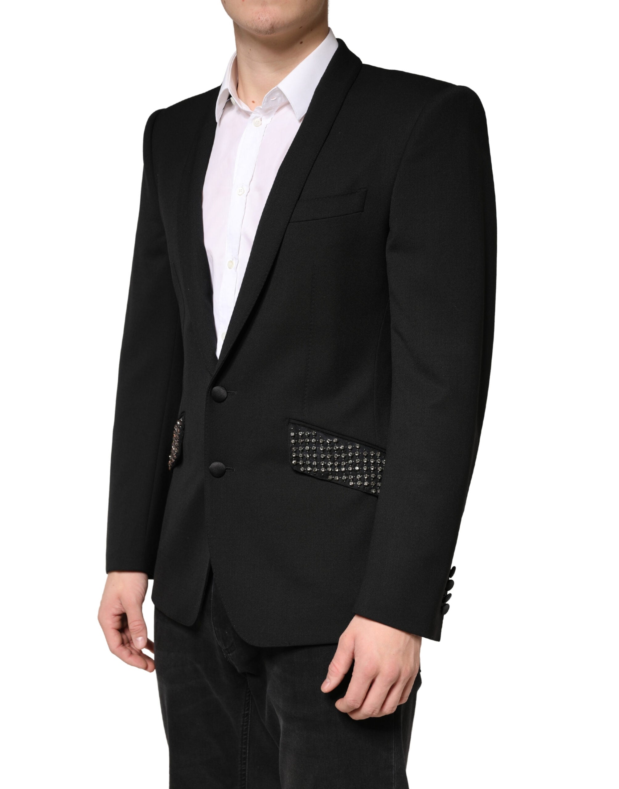Dolce & Gabbana Black Embellished Single Breasted Blazer - Luxe Marca