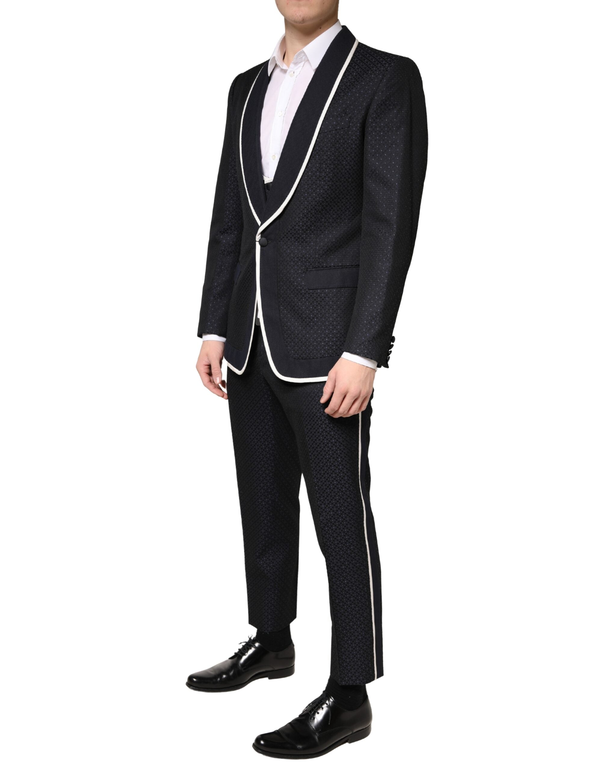 Dolce & Gabbana Black White Single Breasted SICILIA Men 3 Piece Suit - Luxe Marca