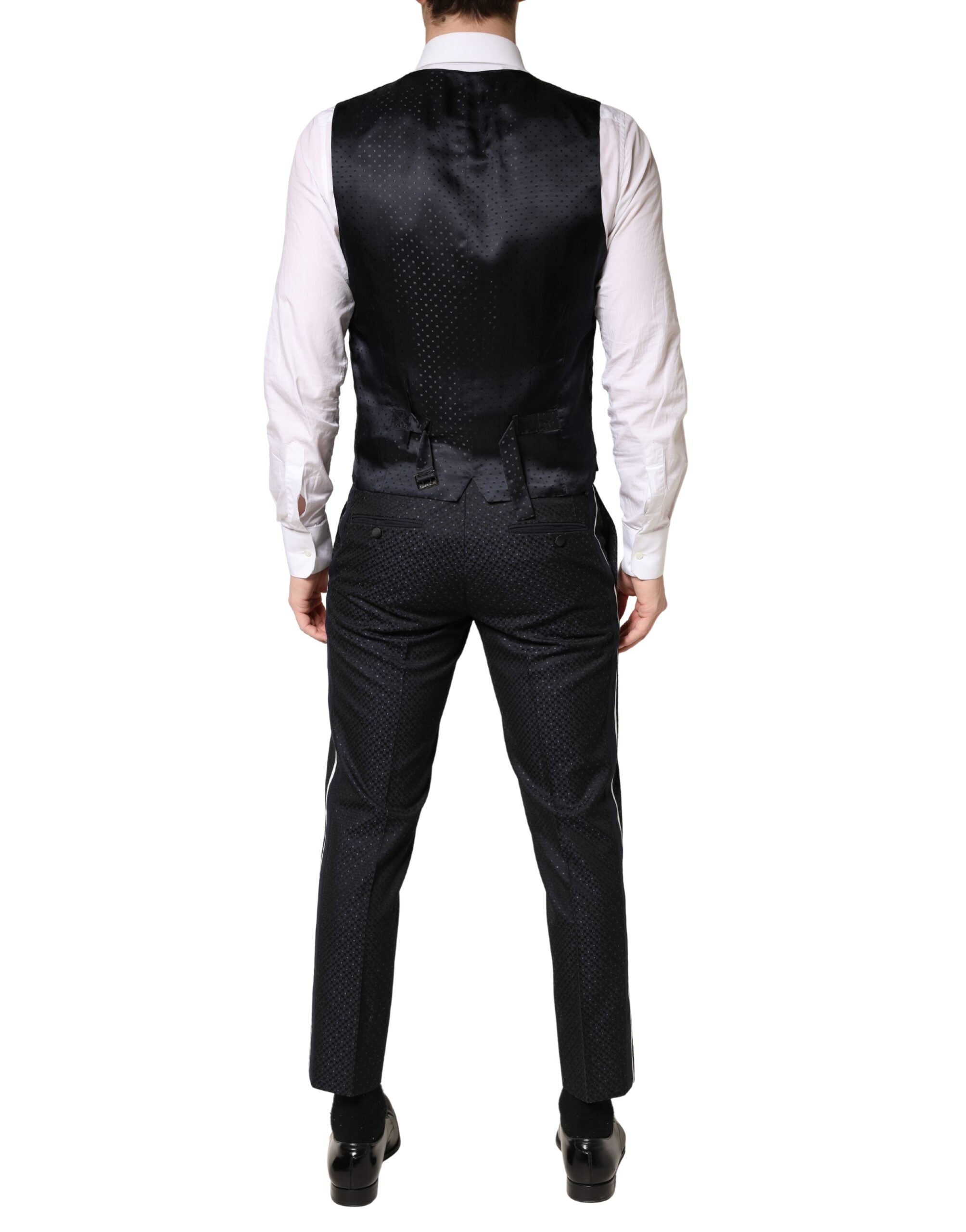Dolce & Gabbana Black White Single Breasted SICILIA Men 3 Piece Suit - Luxe Marca