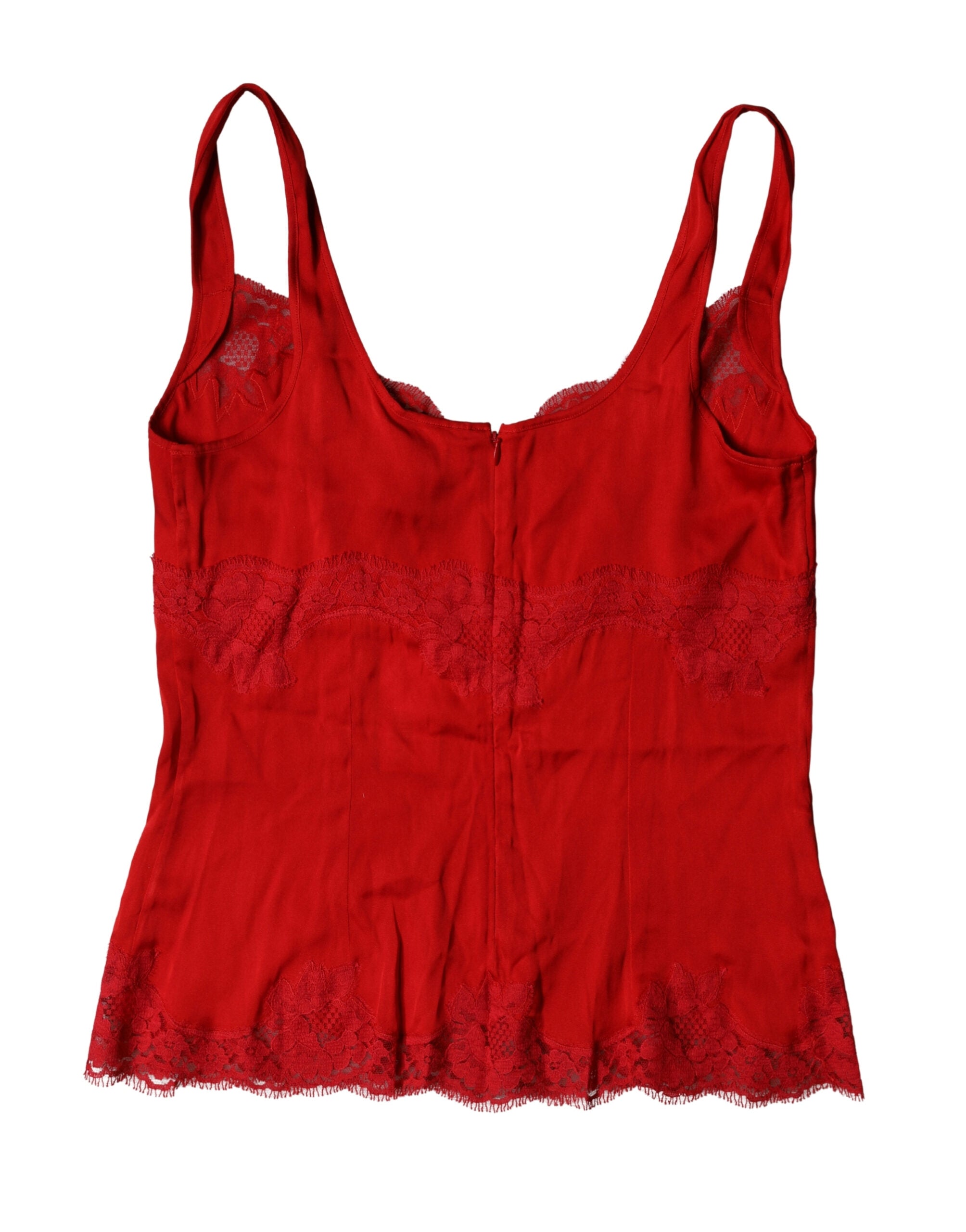 Dolce & Gabbana Red Silk Floral Lace Lingerie Top Underwear - Luxe Marca