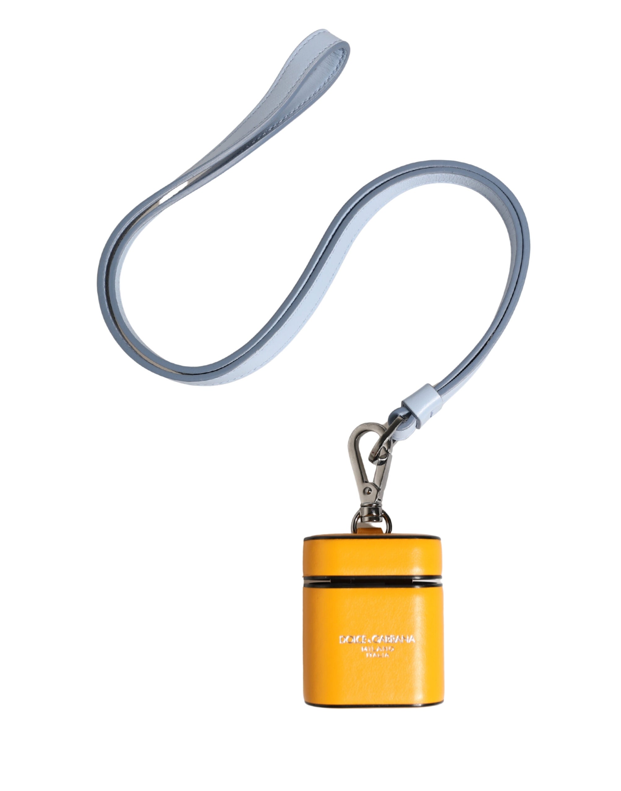 Dolce & Gabbana Case Yellow Calf Leather Logo Flip Holder Strap Airpods - Luxe Marca