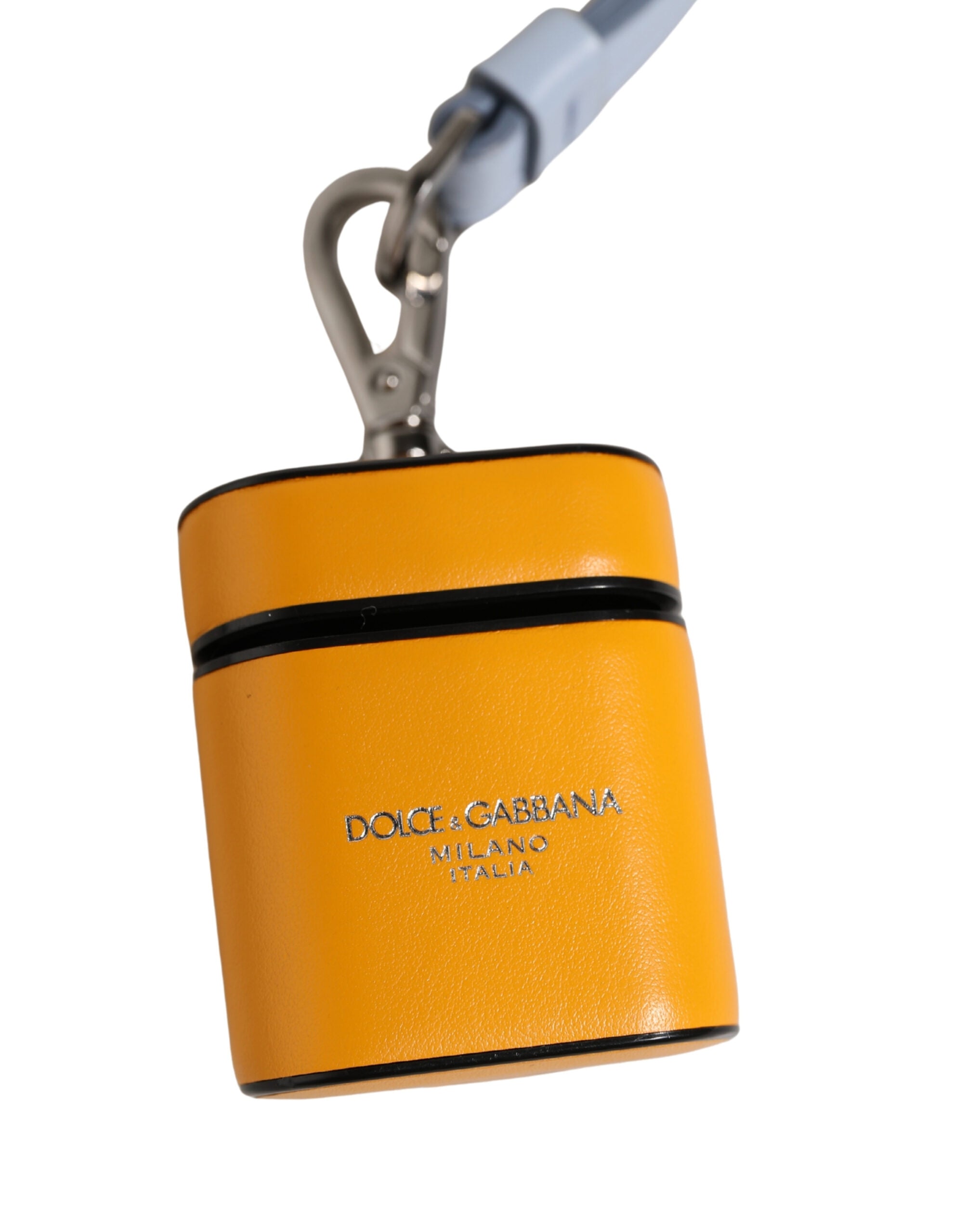 Dolce & Gabbana Case Yellow Calf Leather Logo Flip Holder Strap Airpods - Luxe Marca