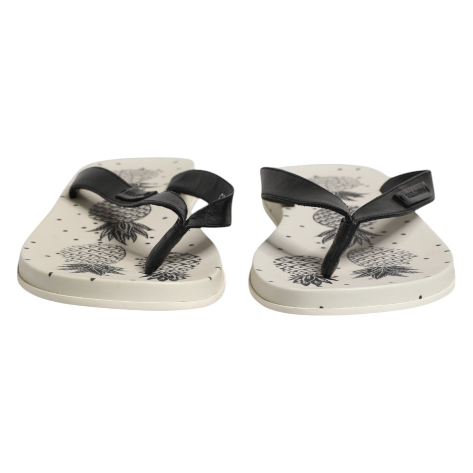 Dolce & Gabbana White Pineapple Print Slides Flip Flops Shoes - Luxe Marca