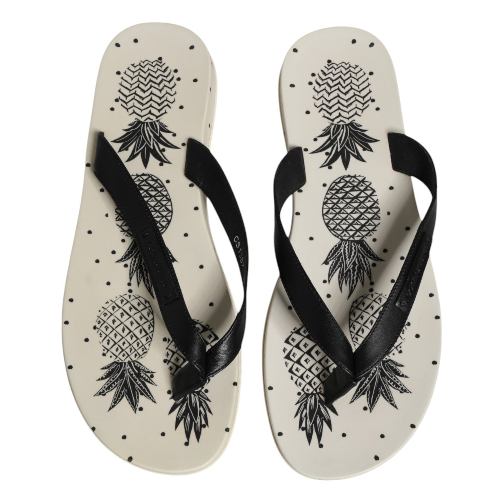 Dolce & Gabbana White Pineapple Print Slides Flip Flops Shoes - Luxe Marca