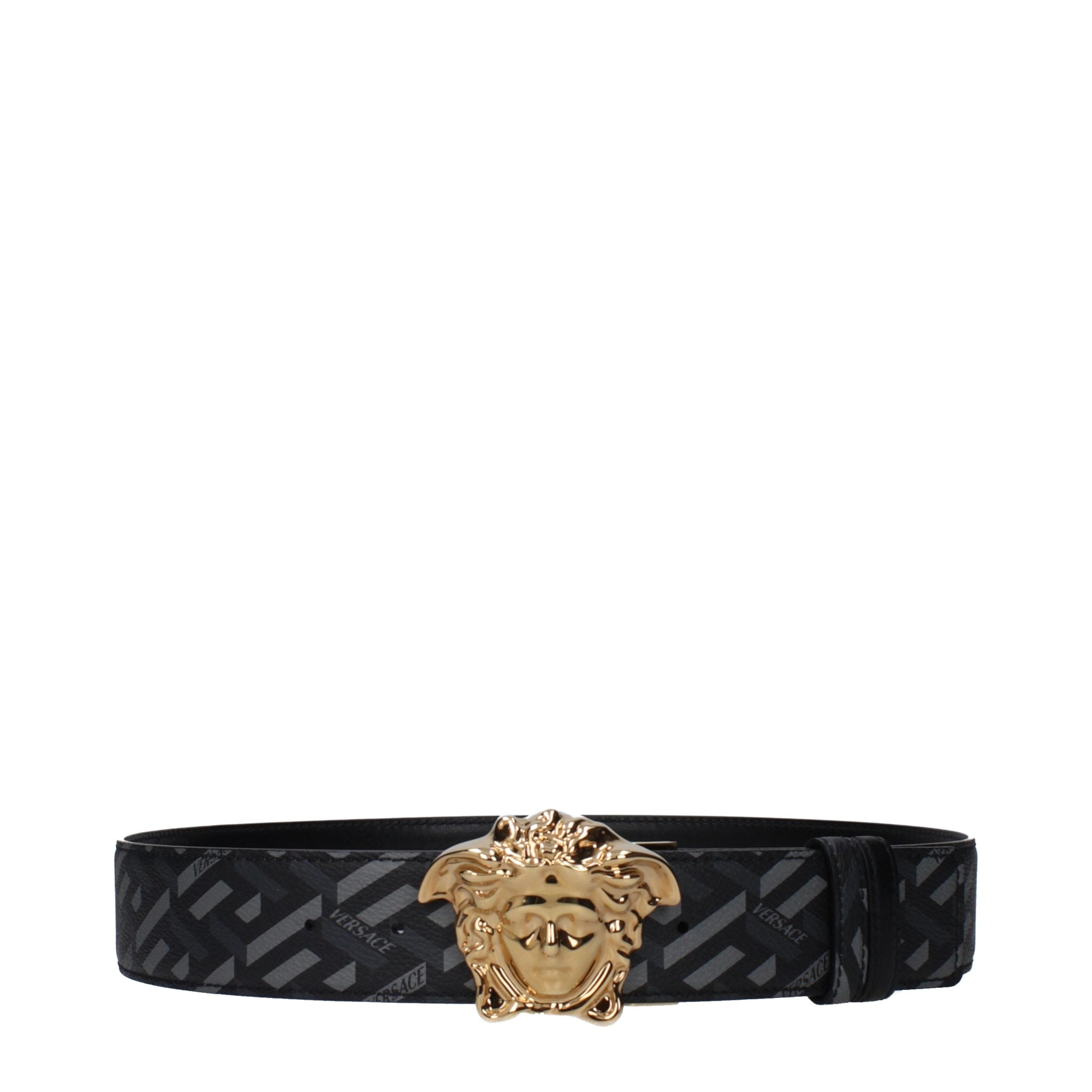Versace Gray Polyester Regular Belt