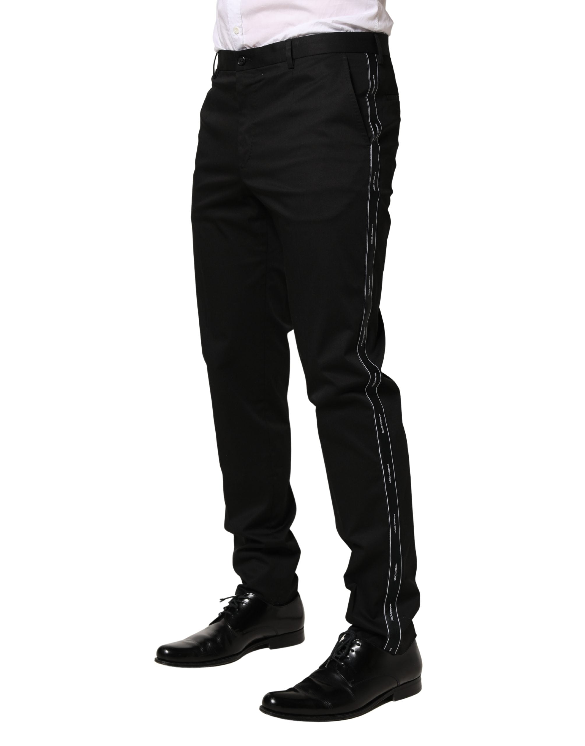 Dolce & Gabbana Black Cotton Skinny Men Dress Trouser Pants - Luxe Marca