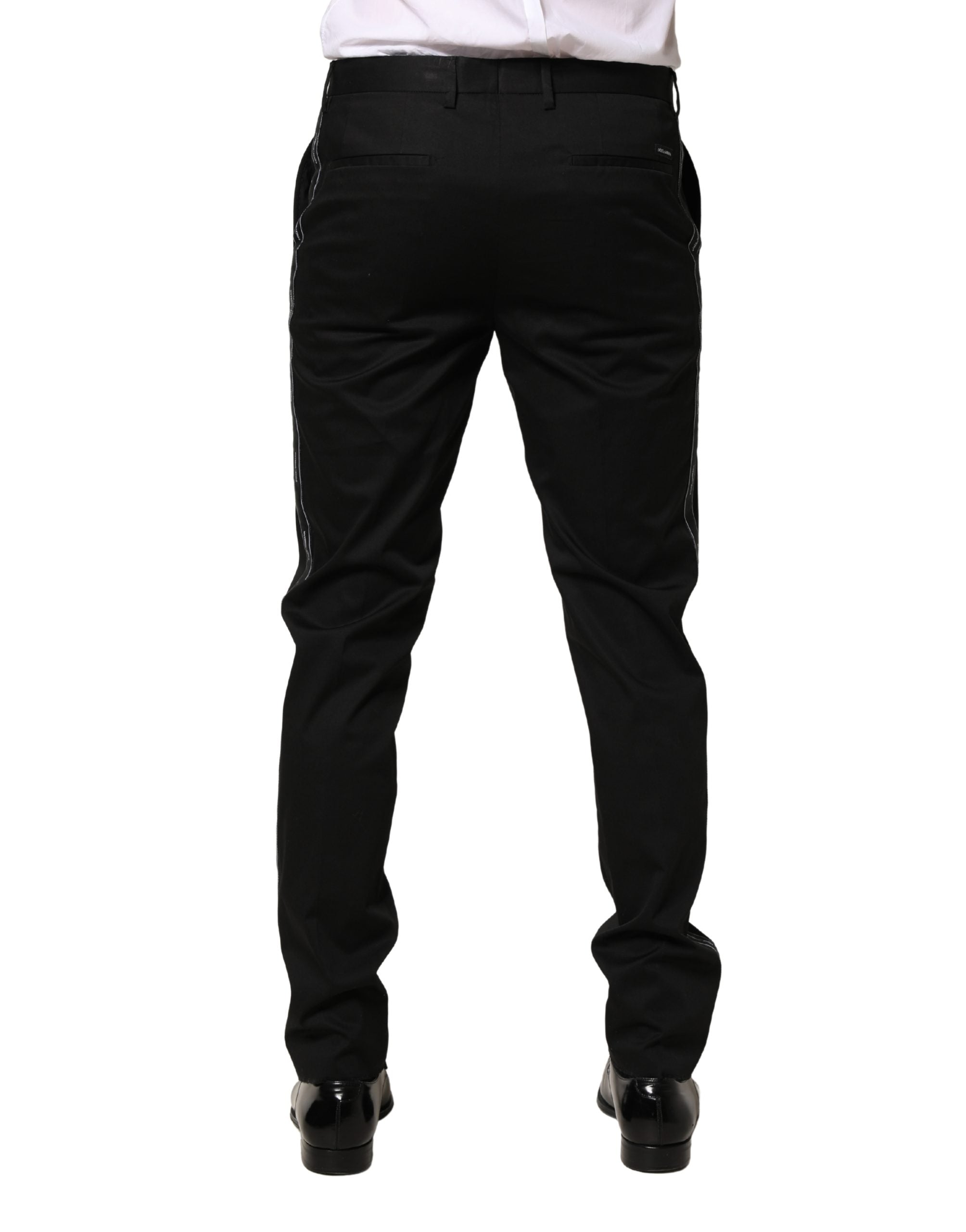 Dolce & Gabbana Black Cotton Skinny Men Dress Trouser Pants - Luxe Marca