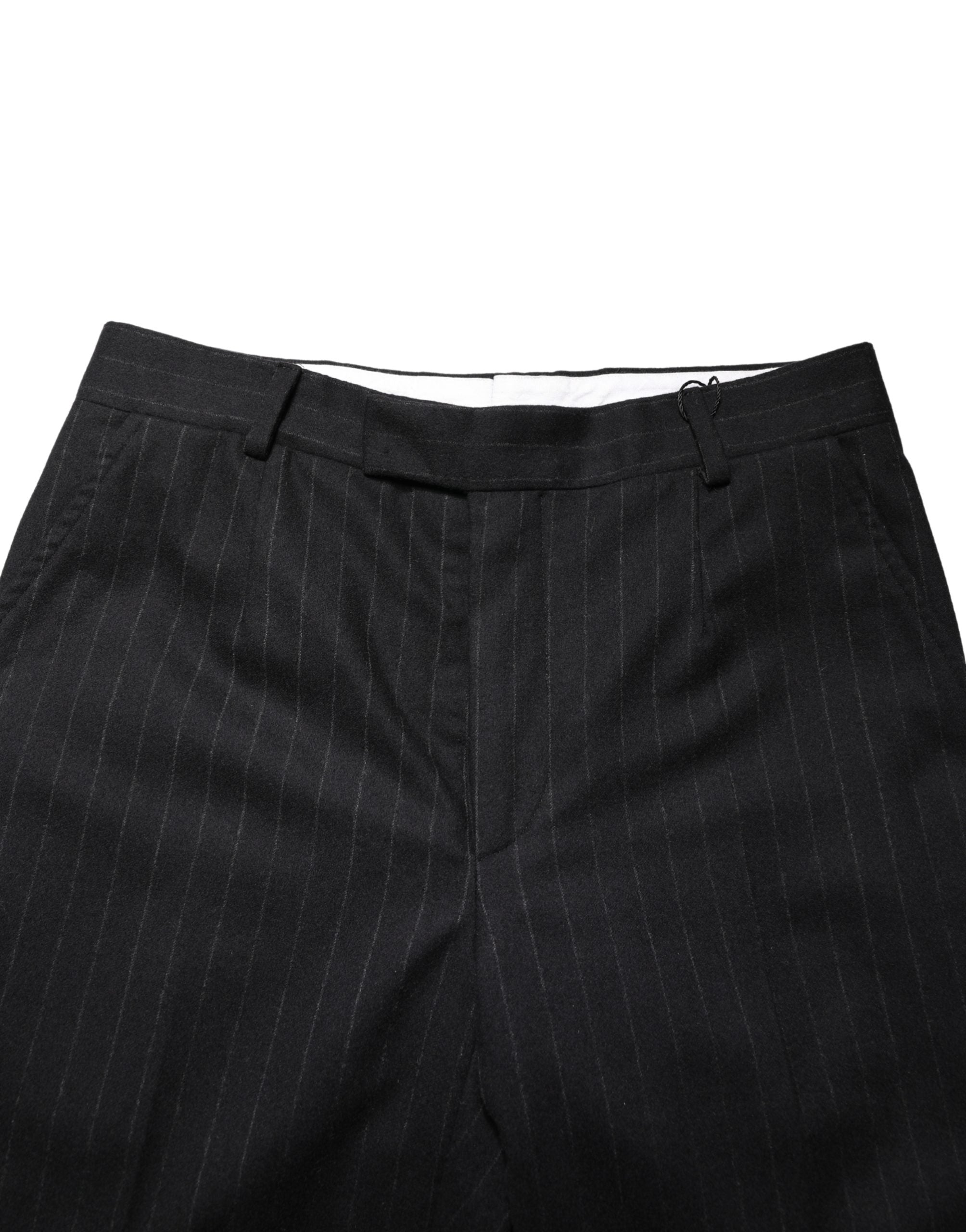 Dolce & Gabbana Black Stripes Wool Dress Formal Trouser Pants - Luxe Marca