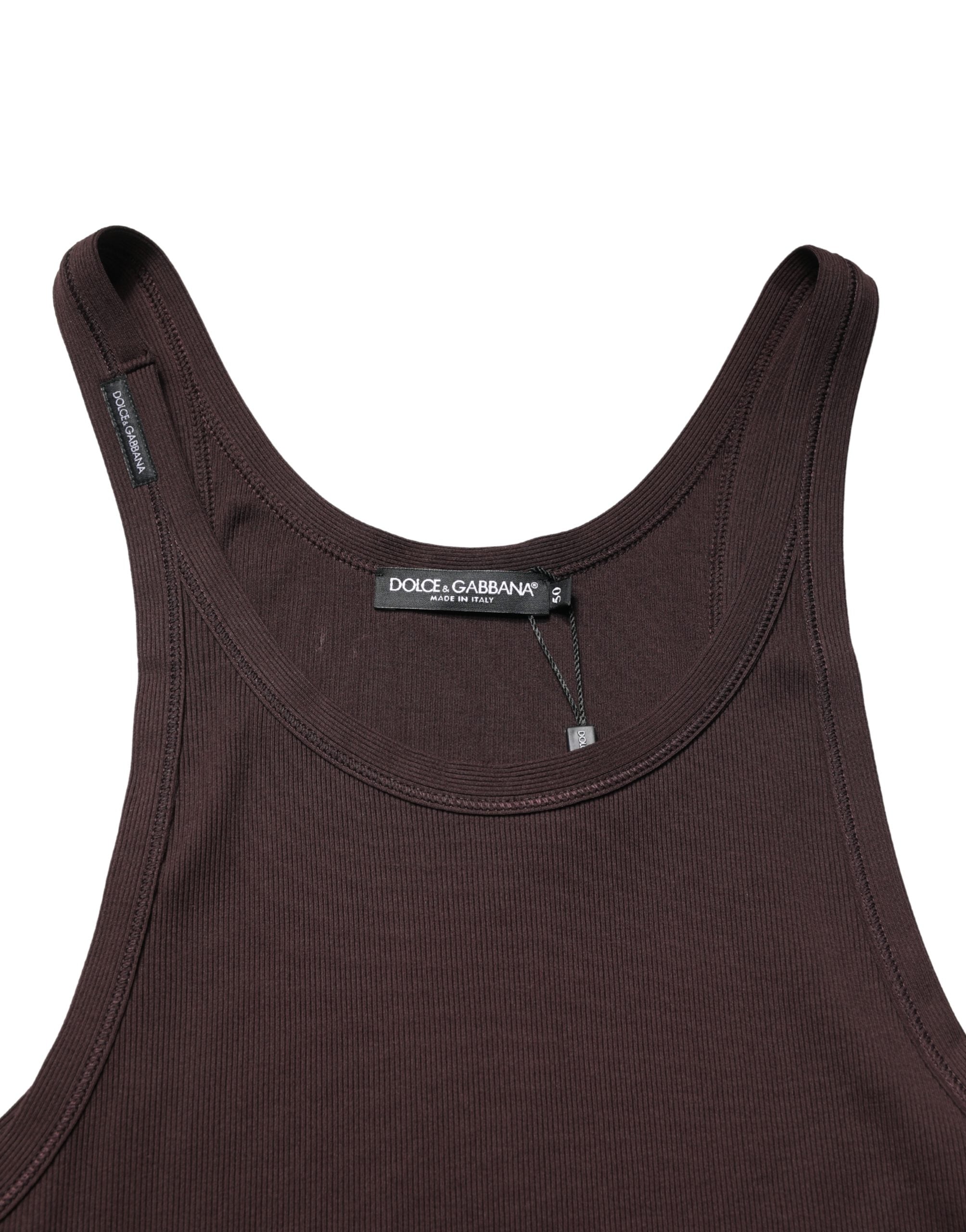 Dolce & Gabbana Brown Sleeveless Round Neck Tank Top T-shirt