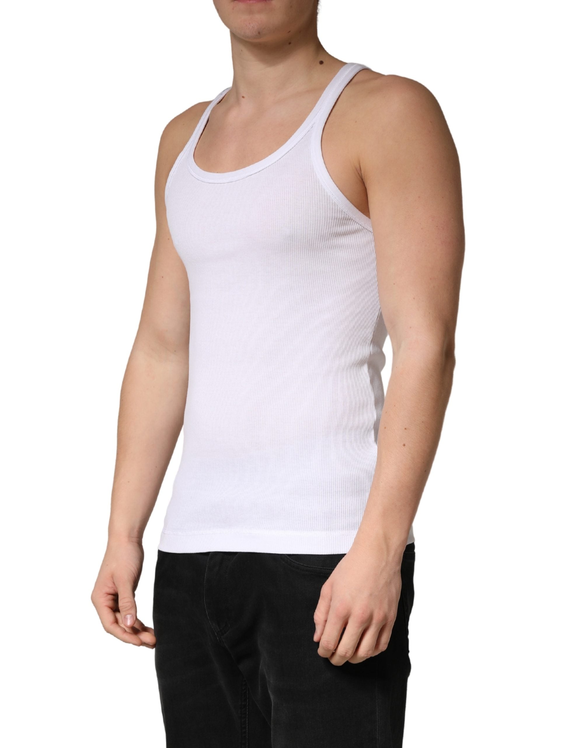 Dolce & Gabbana White Sleeveless Round Neck Tank Top T-shirt