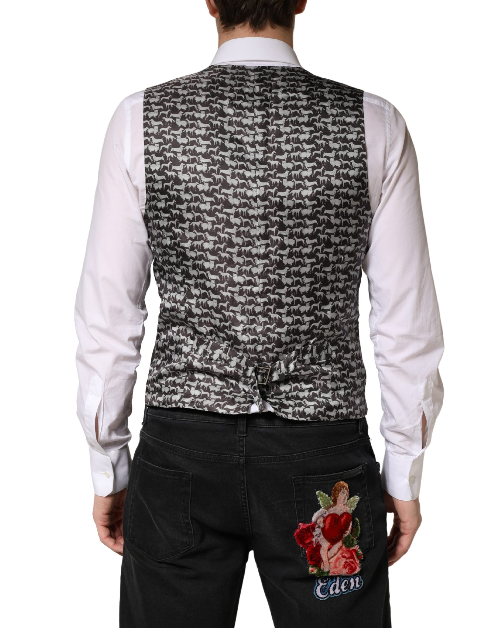 Dolce & Gabbana Black Wool Dress Men Formal Waistcoat Vest - Luxe Marca