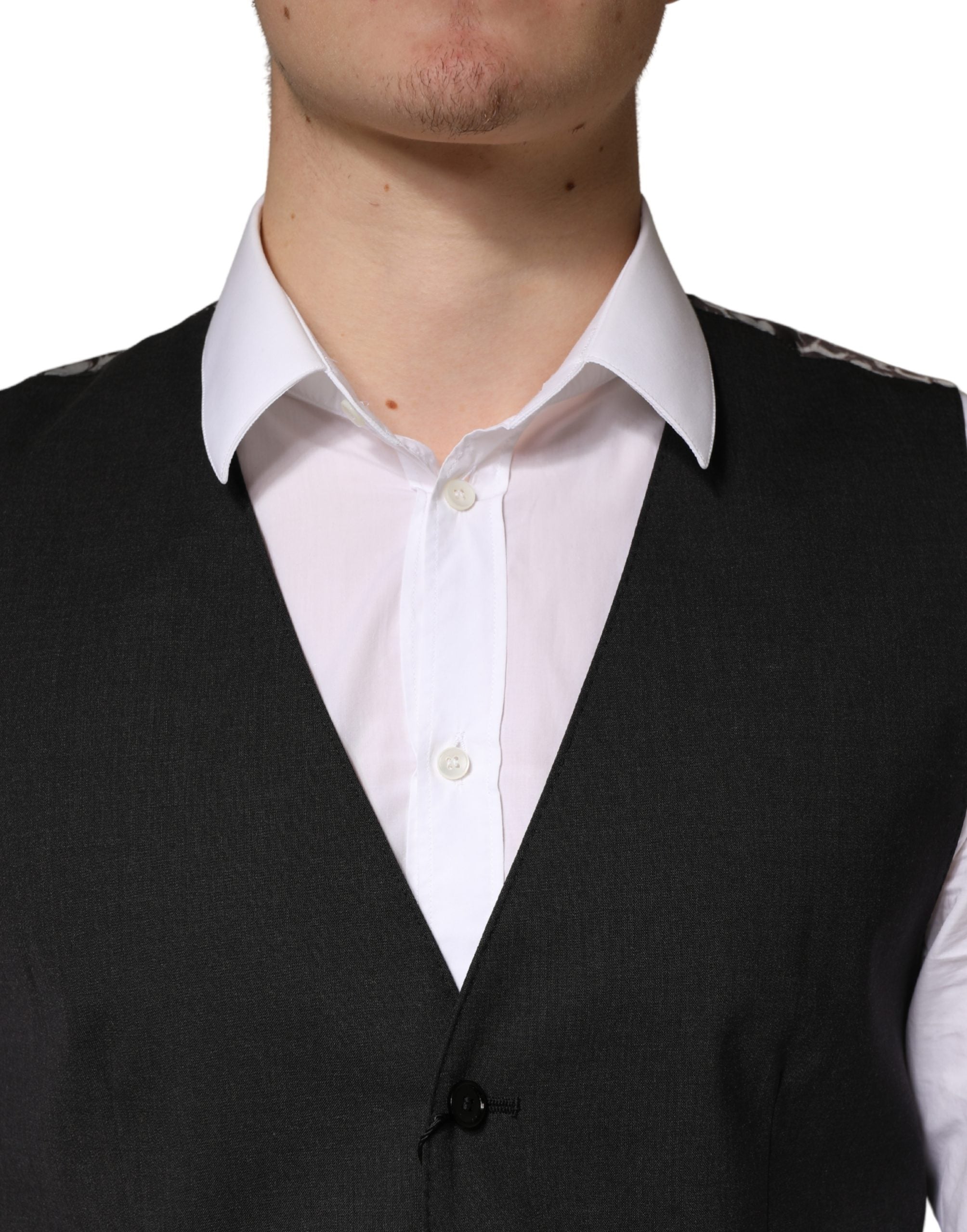 Dolce & Gabbana Black Wool Dress Men Formal Waistcoat Vest - Luxe Marca