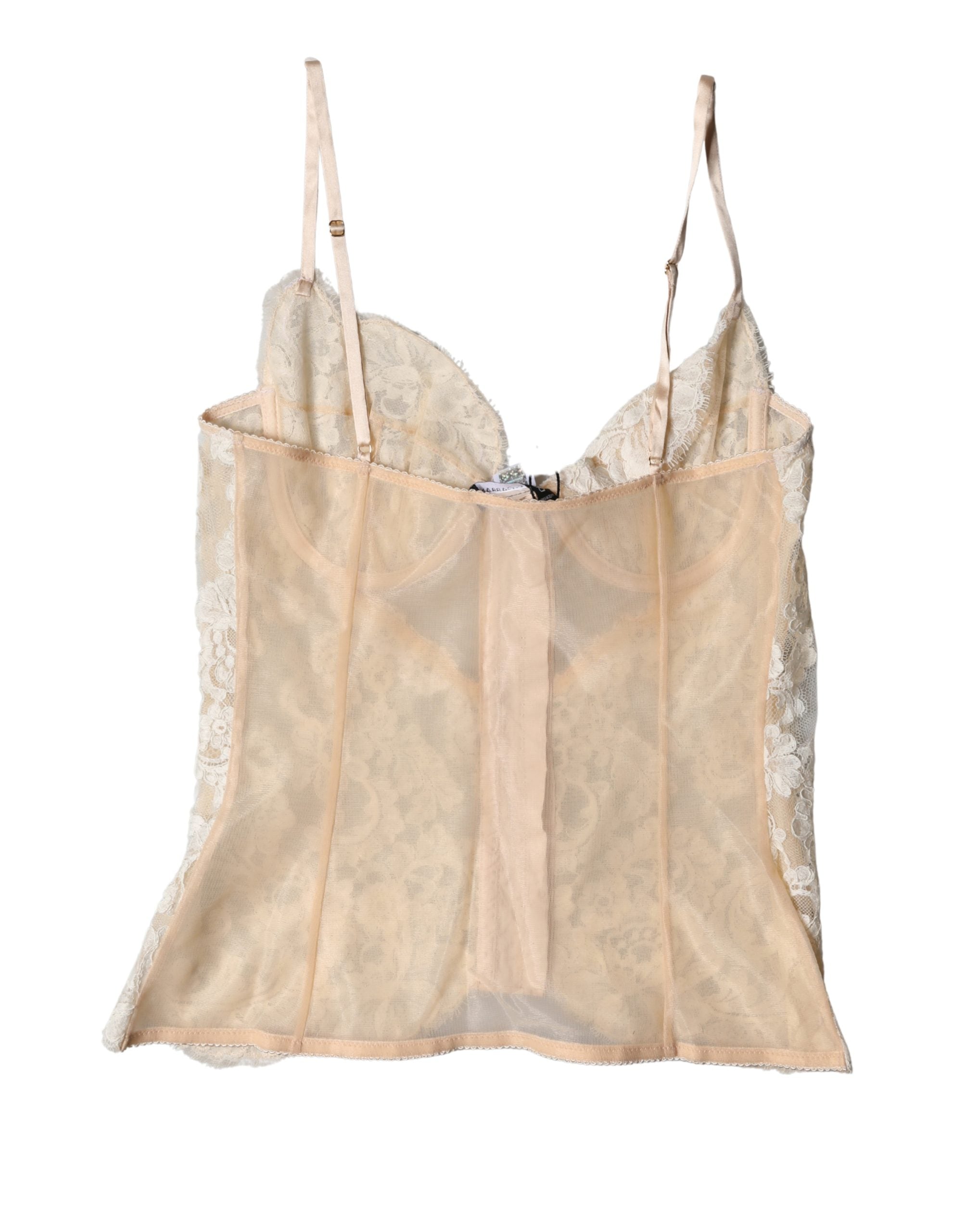 Dolce & Gabbana Beige Floral Lace Corset Lingerie Underwear - Luxe Marca