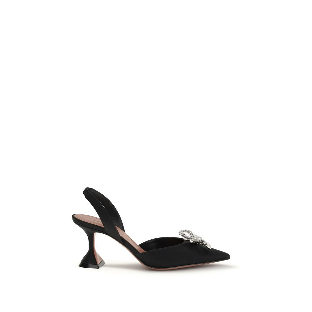Amina Muaddi Black Silk High Heel Pumps - Luxe Marca