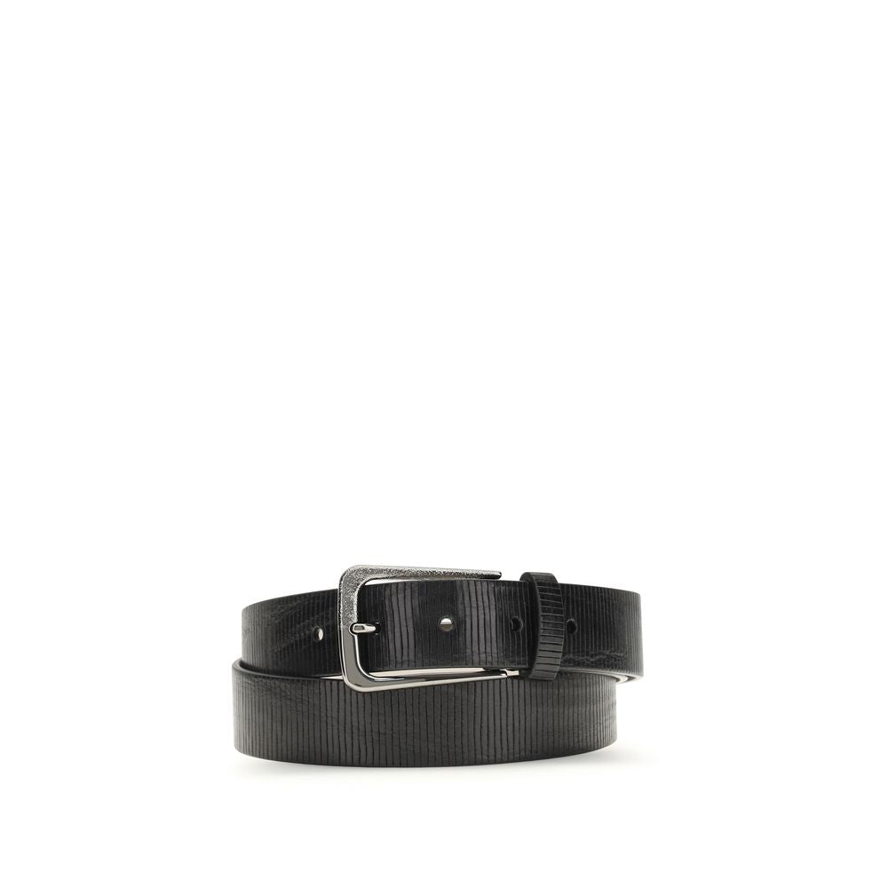 Brunello Cucinelli Black Calf Leather Bos Taurus Regular Belt - Luxe Marca