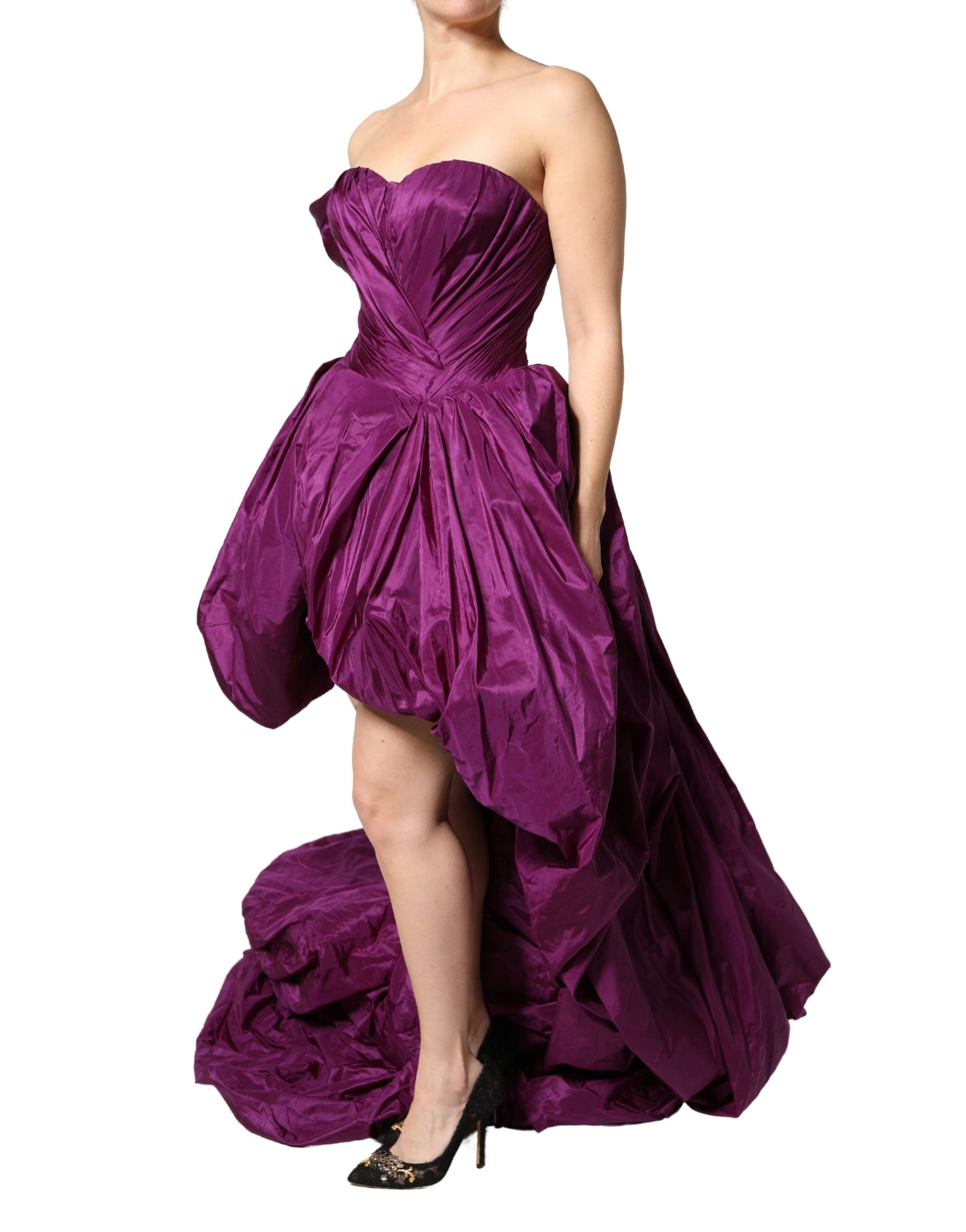 Dolce & Gabbana Purple Strapless A-line Asymmetric Dress - Luxe Marca