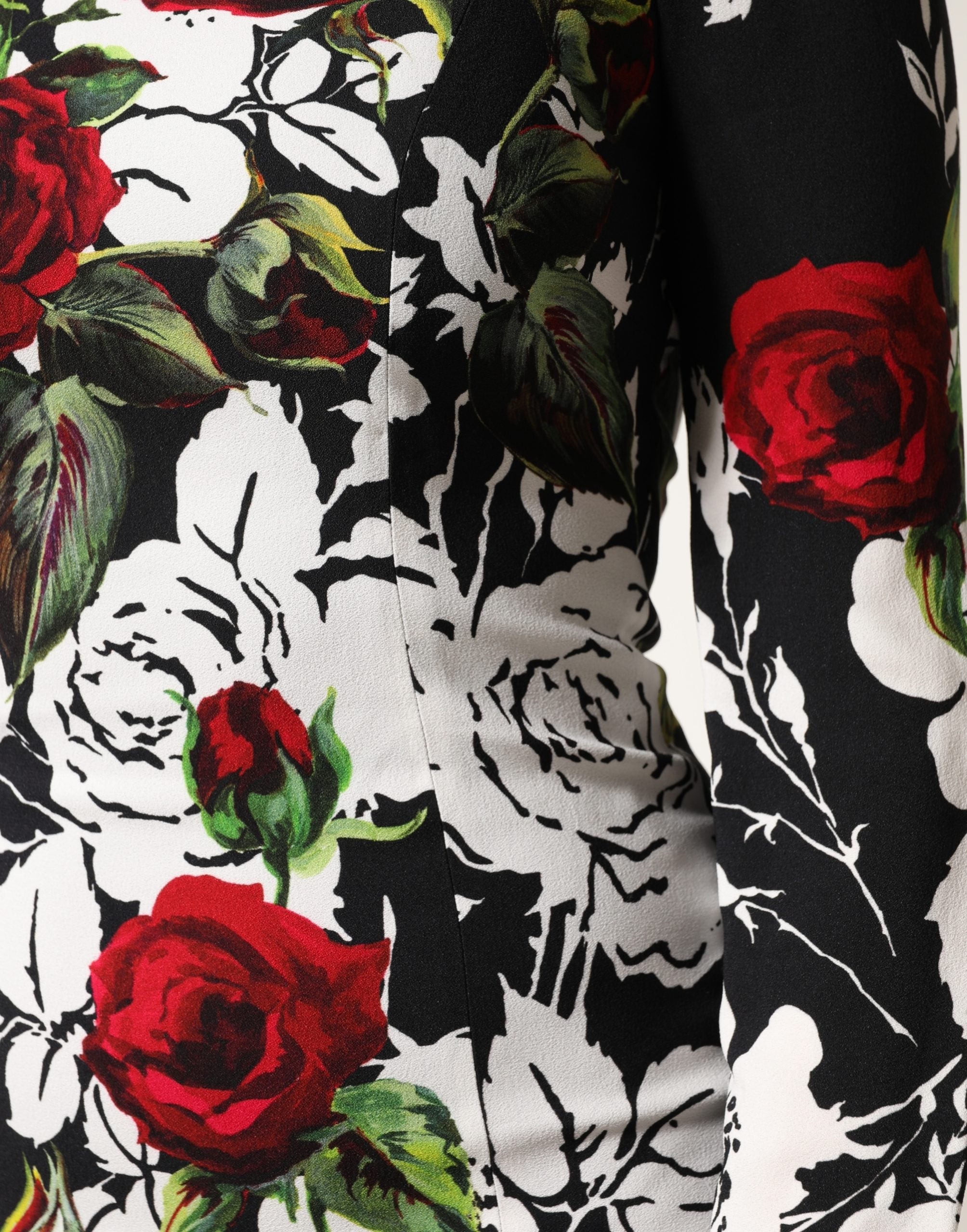 Dolce & Gabbana Black Floral Viscose Bodycon Long Gown Dress - Luxe Marca