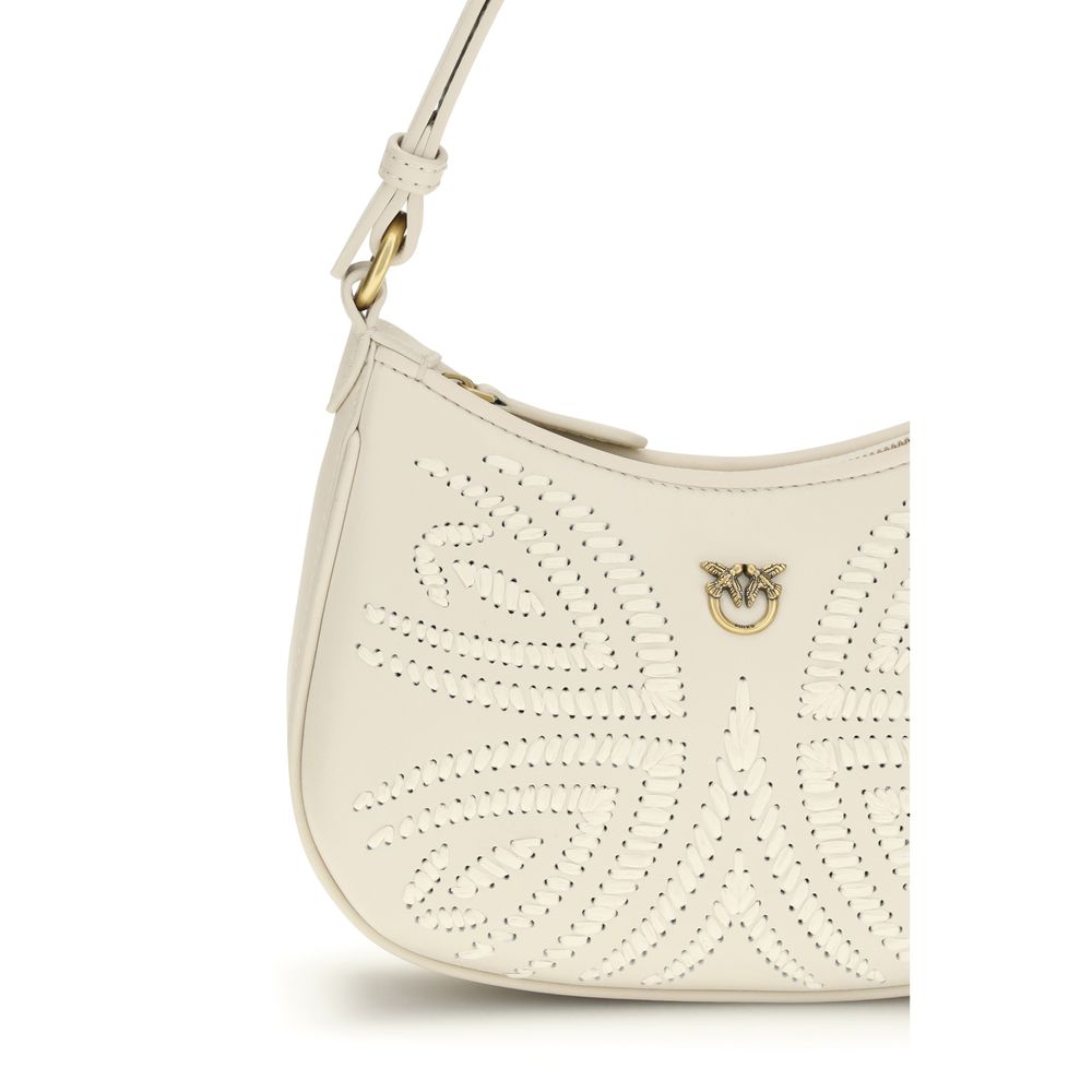 PINKO White Calf Leather Bos Taurus Shoulder Bag