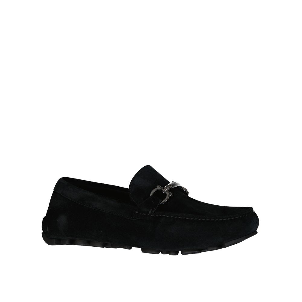 Salvatore Ferragamo Black Leather Slip-On Loafers