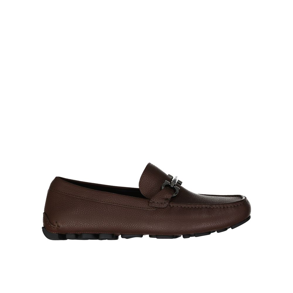 Salvatore Ferragamo Brown Calfskin Slip-On Loafers