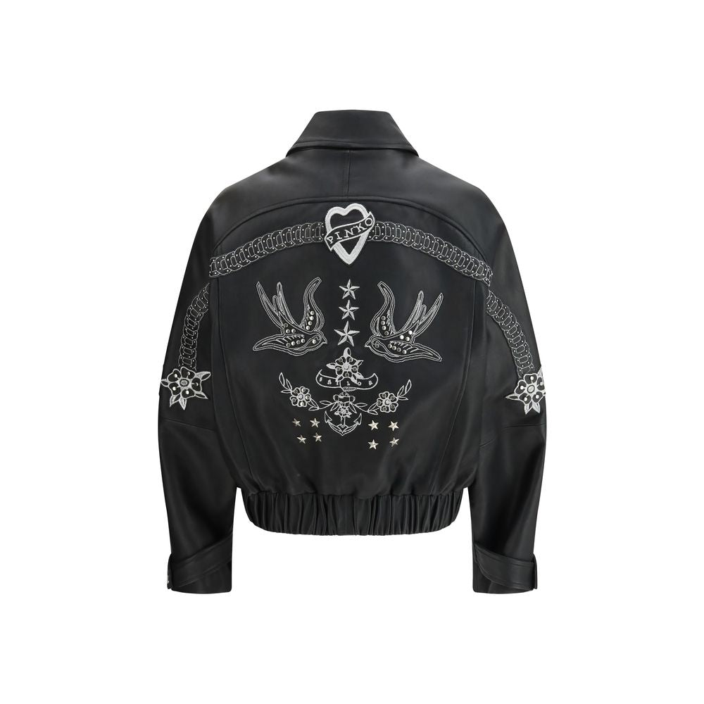 PINKO Black Leather Jacket