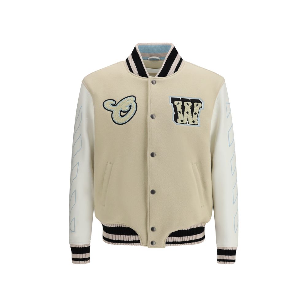 Off-White Beige Wool Bomber - Luxe Marca