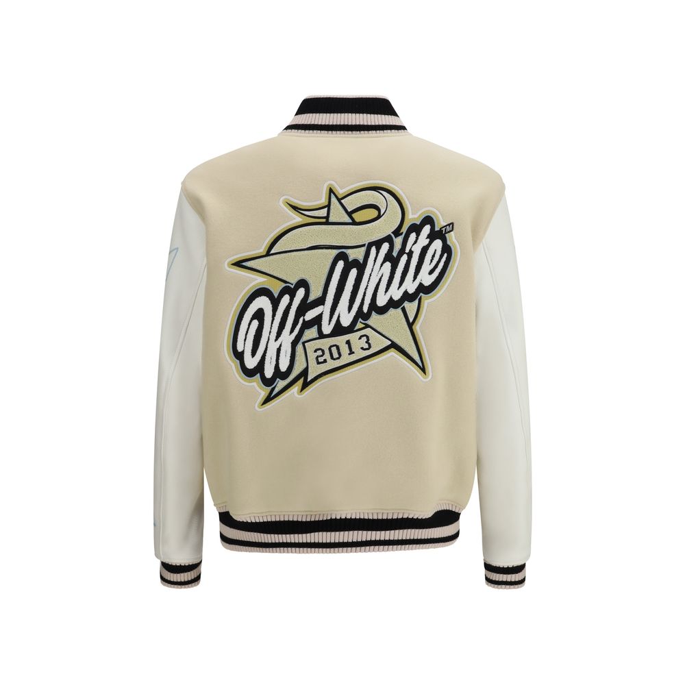 Off-White Beige Wool Bomber - Luxe Marca