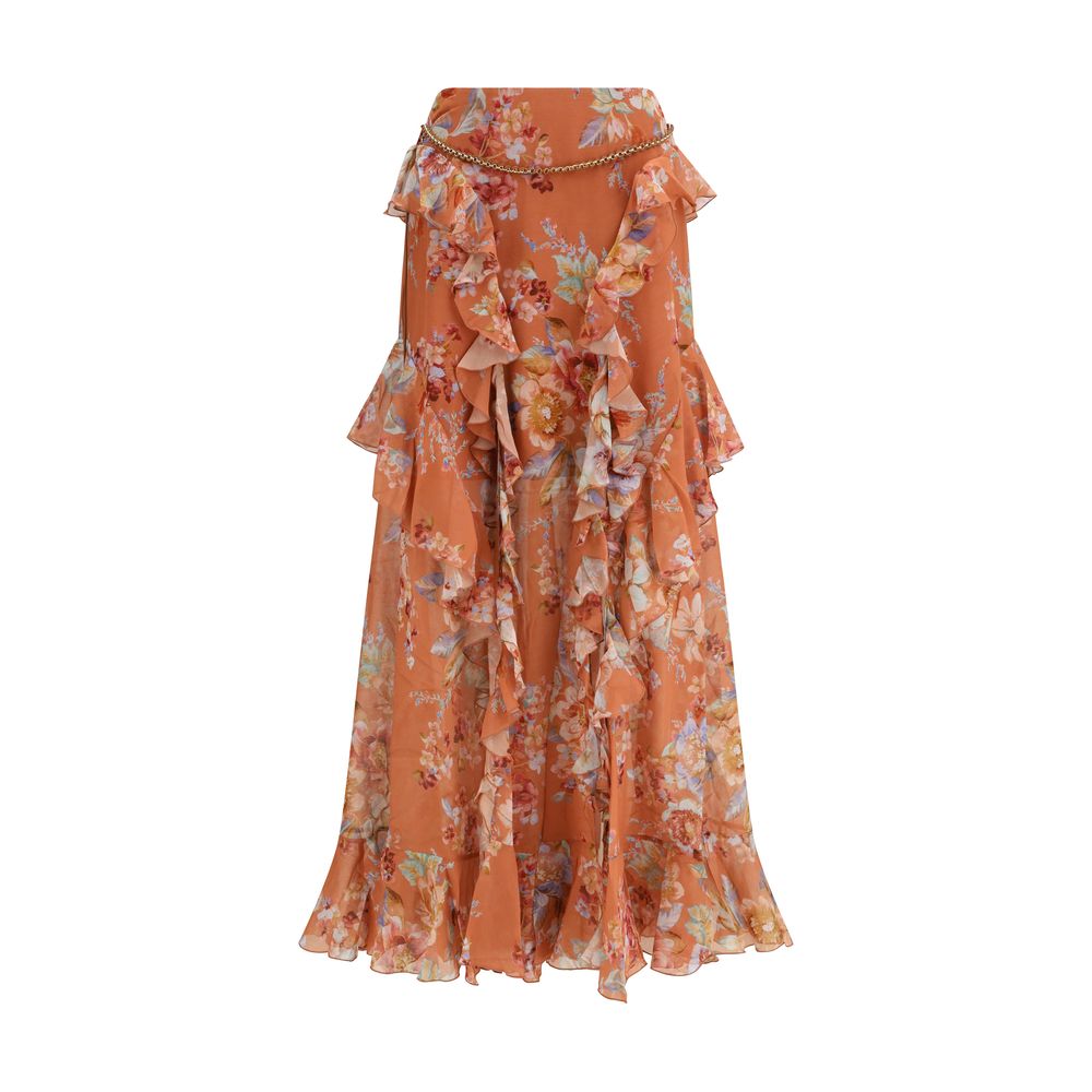 Zimmermann Orange Cotton Long Skirt