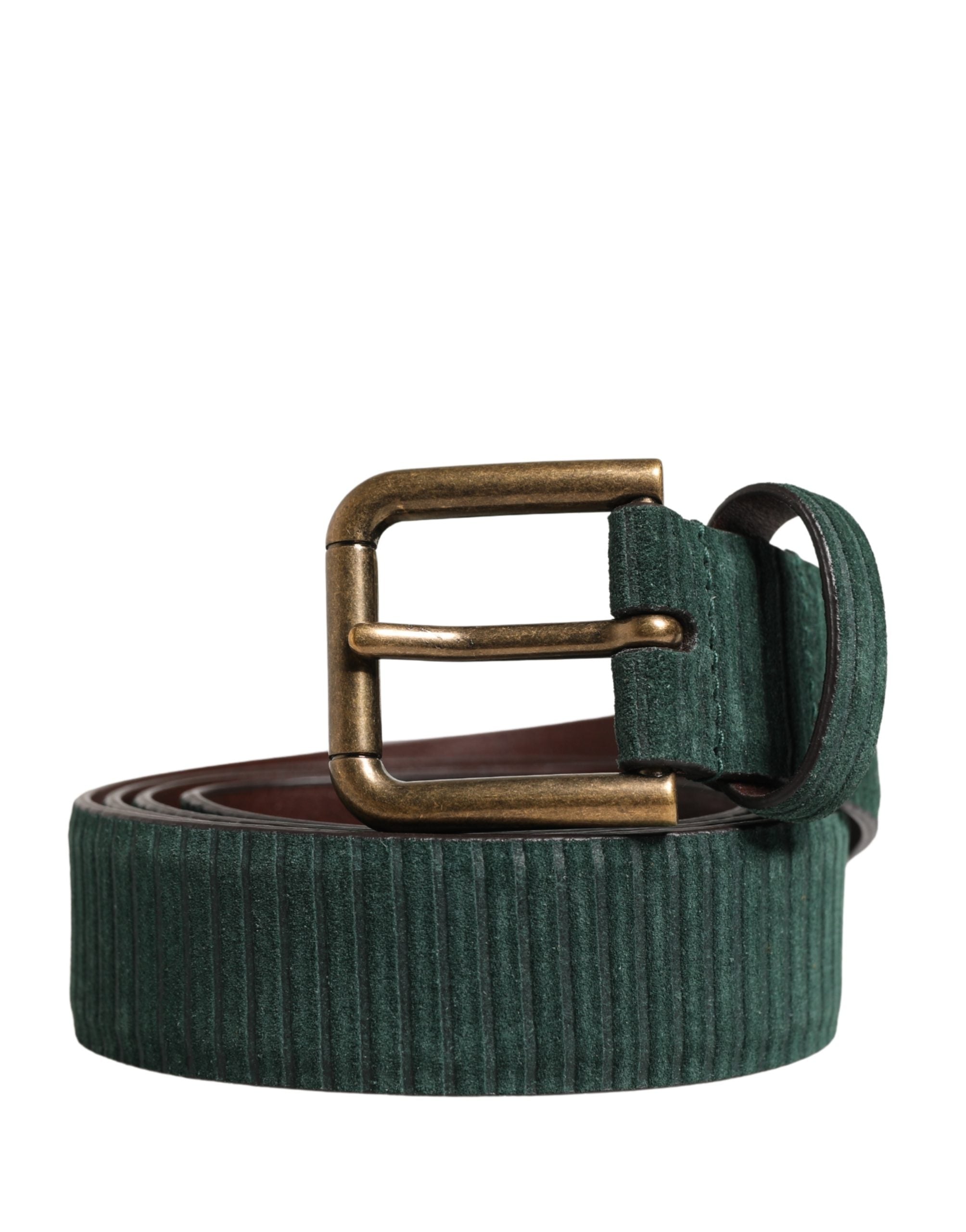 Dolce & Gabbana Men Green Velvet Leather Metal Buckle Belt - Luxe Marca