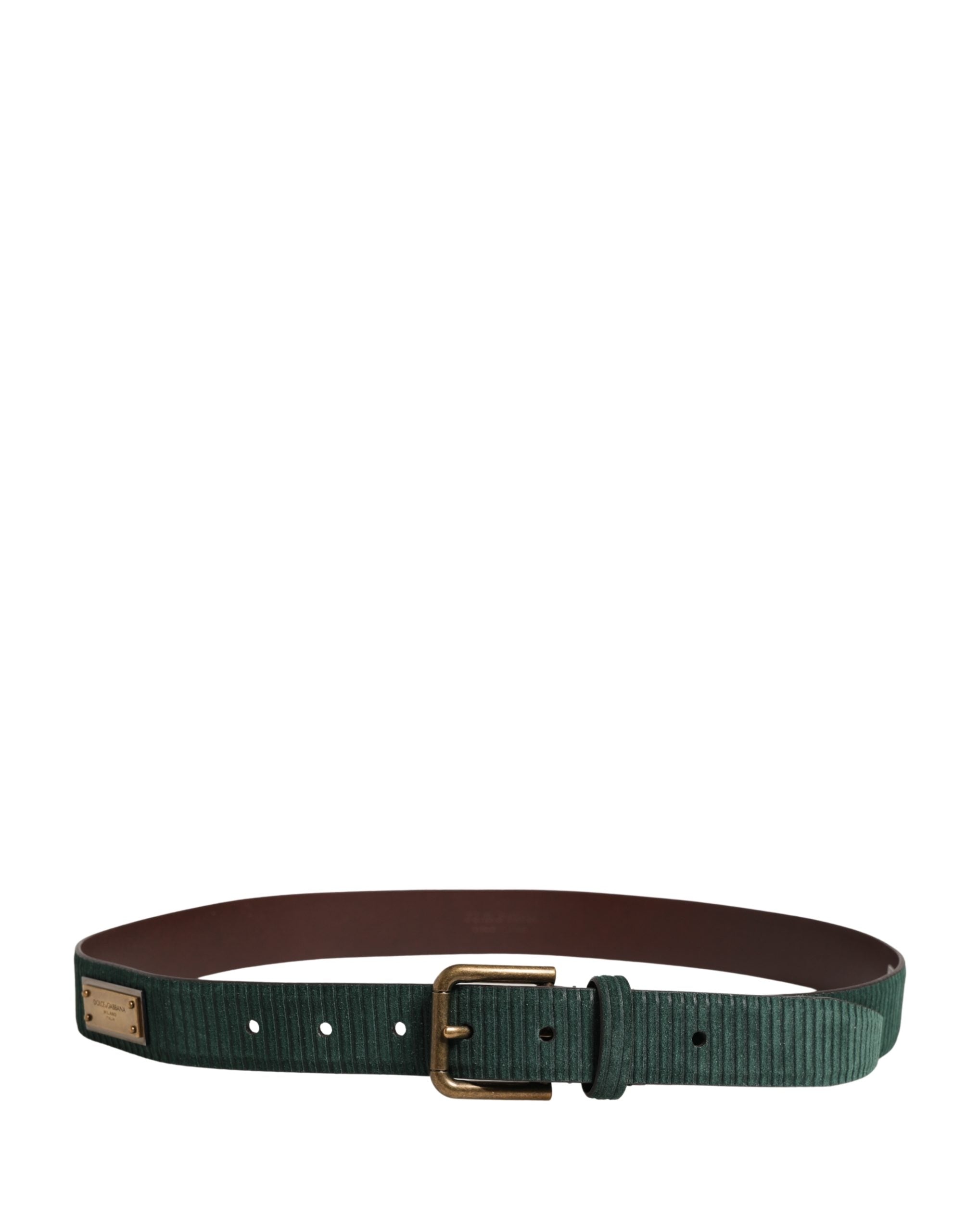 Dolce & Gabbana Men Green Velvet Leather Metal Buckle Belt - Luxe Marca