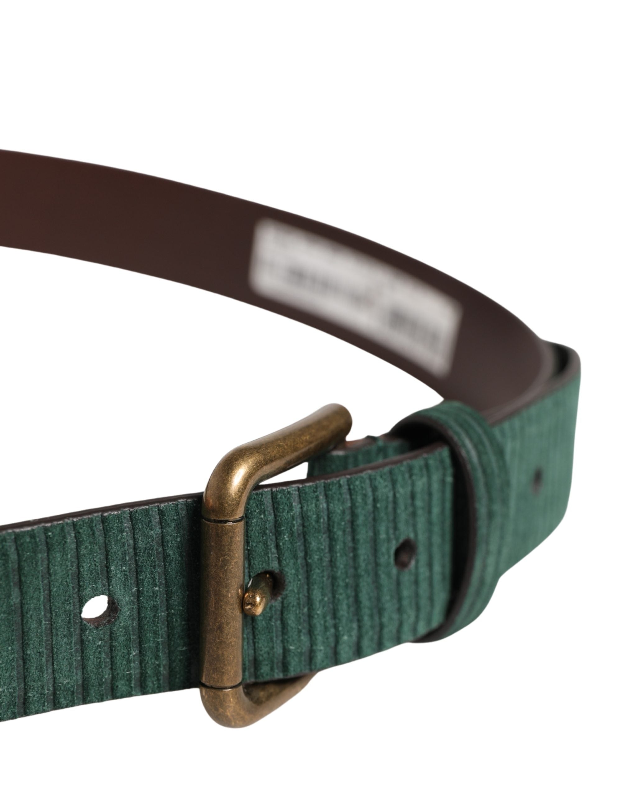 Dolce & Gabbana Men Green Velvet Leather Metal Buckle Belt - Luxe Marca