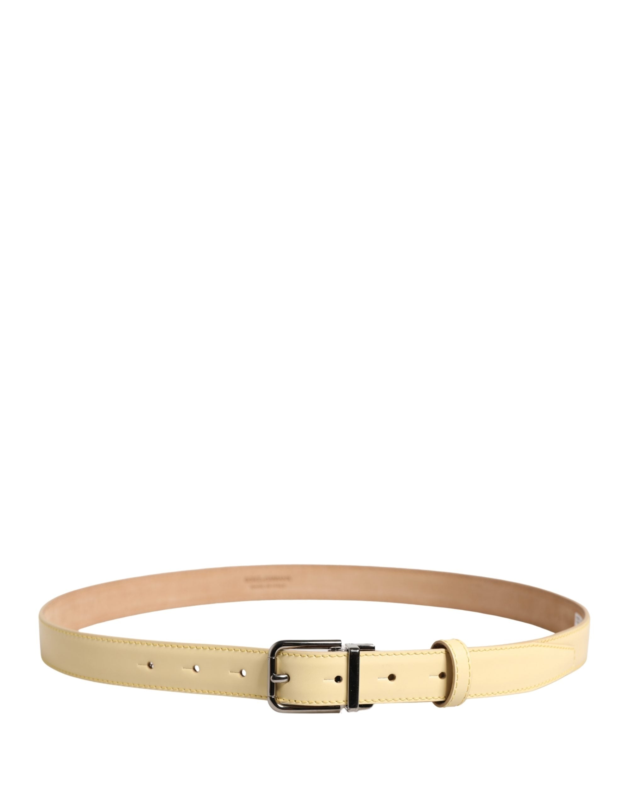Dolce & Gabbana Men Yellow Classic Leather Metal Buckle Belt - Luxe Marca