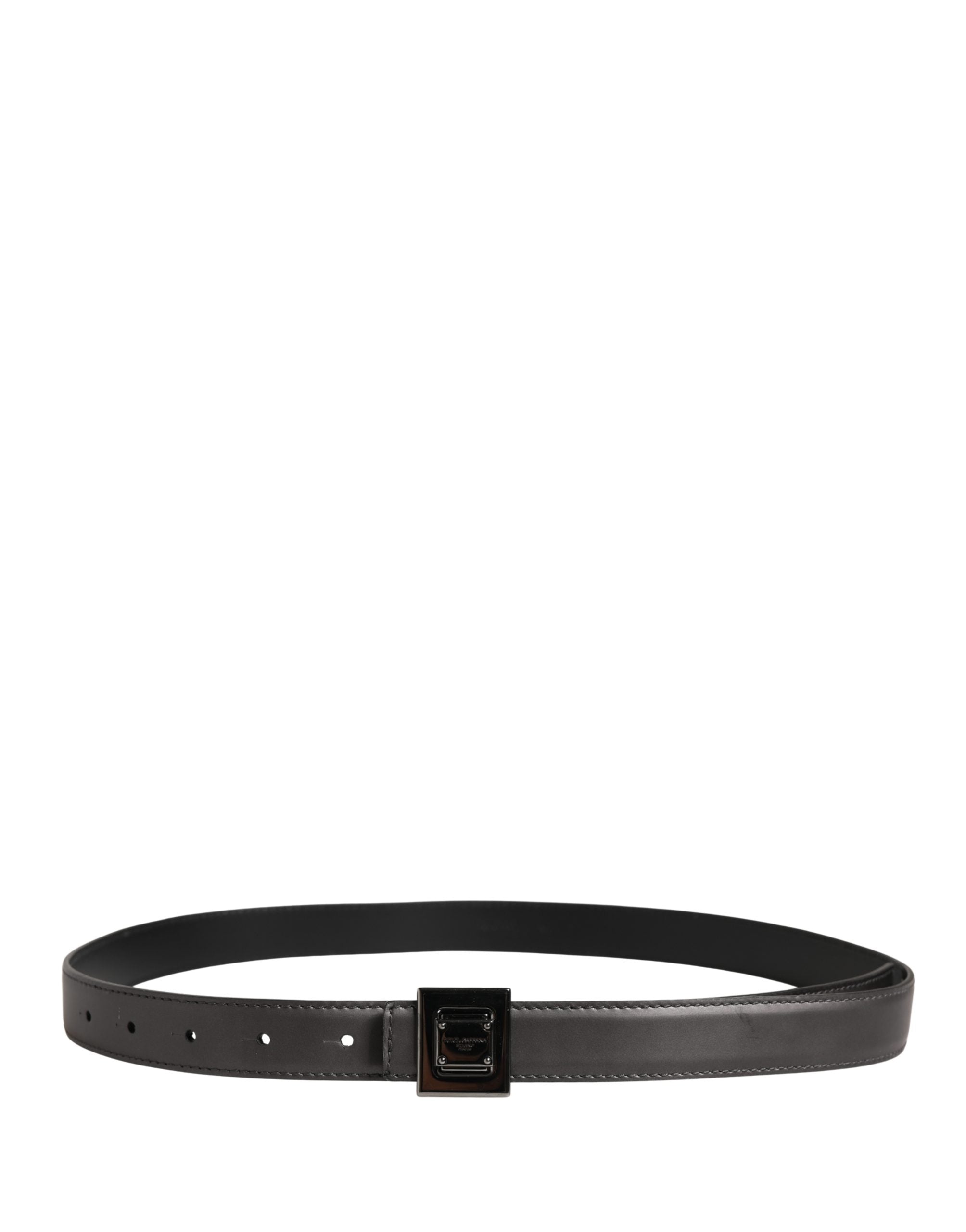 Dolce & Gabbana Men Silver Classic Leather Square Buckle Belt - Luxe Marca