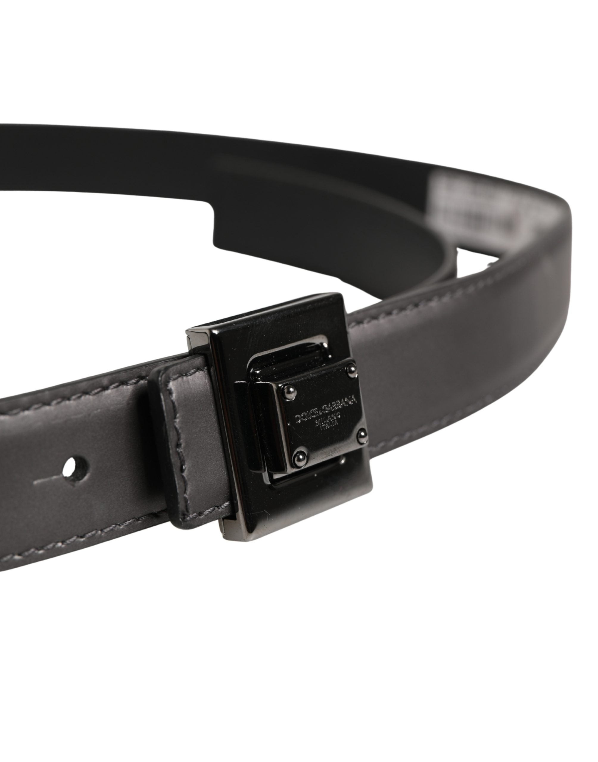 Dolce & Gabbana Men Silver Classic Leather Square Buckle Belt - Luxe Marca