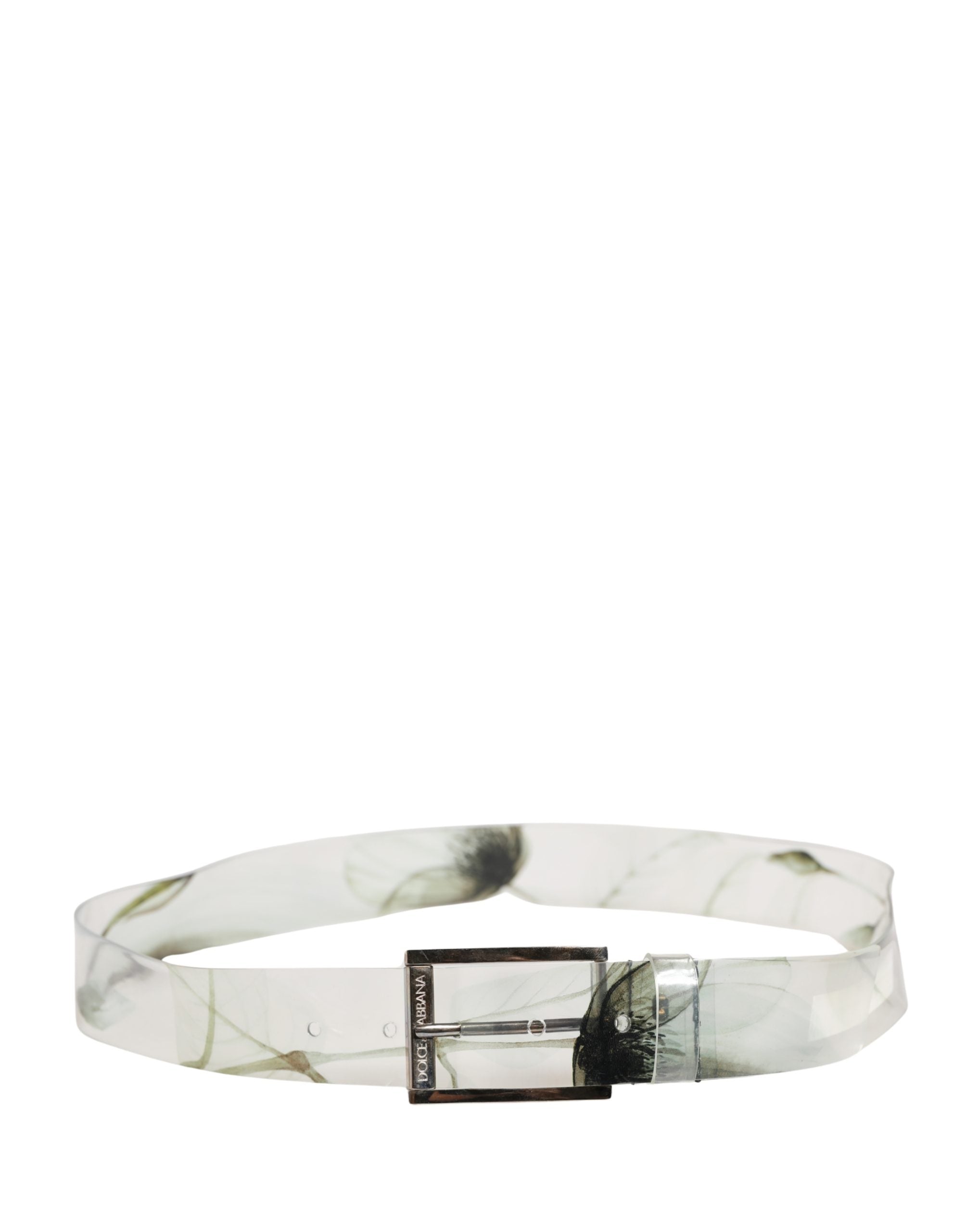 Dolce & Gabbana Men White Floral PVC Silver Metal Buckle Belt - Luxe Marca