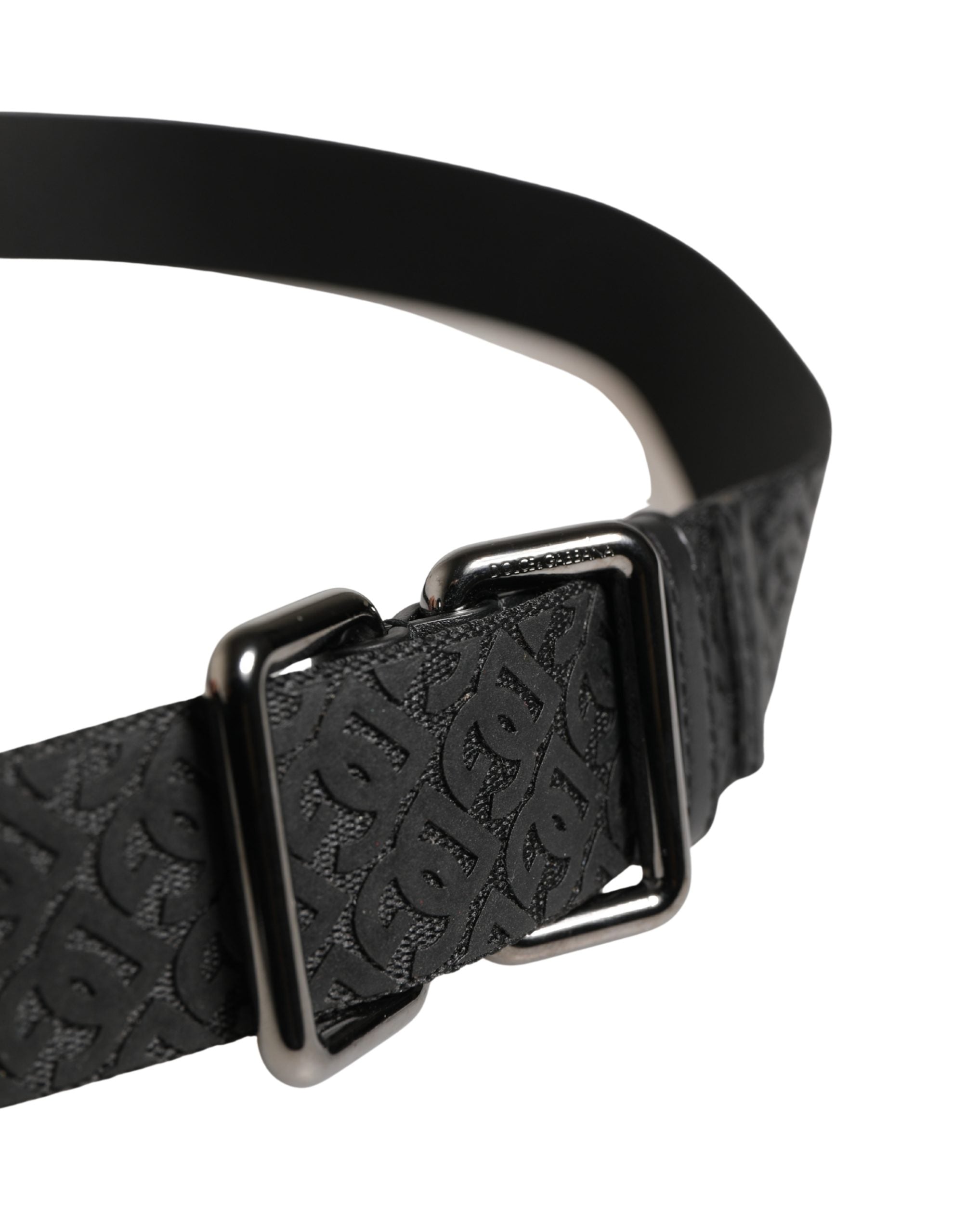 Dolce & Gabbana Men Black DG Logo Polyester Metal Buckle Belt - Luxe Marca