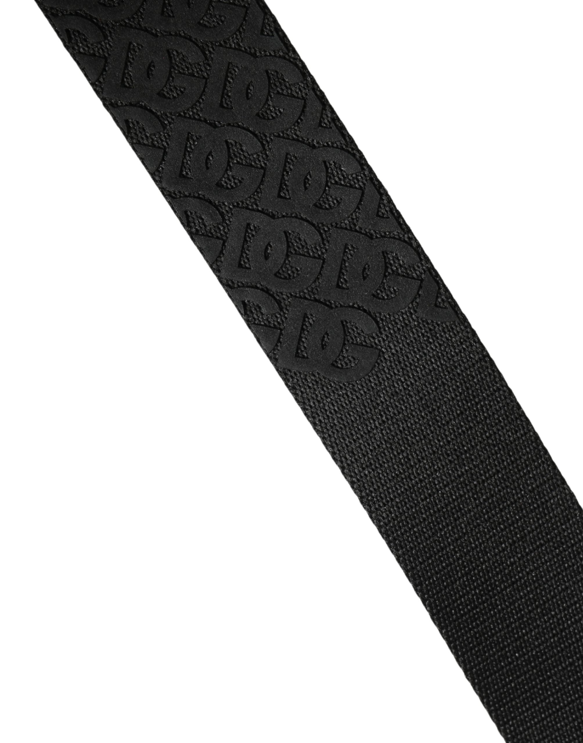 Dolce & Gabbana Men Black DG Logo Polyester Metal Buckle Belt - Luxe Marca